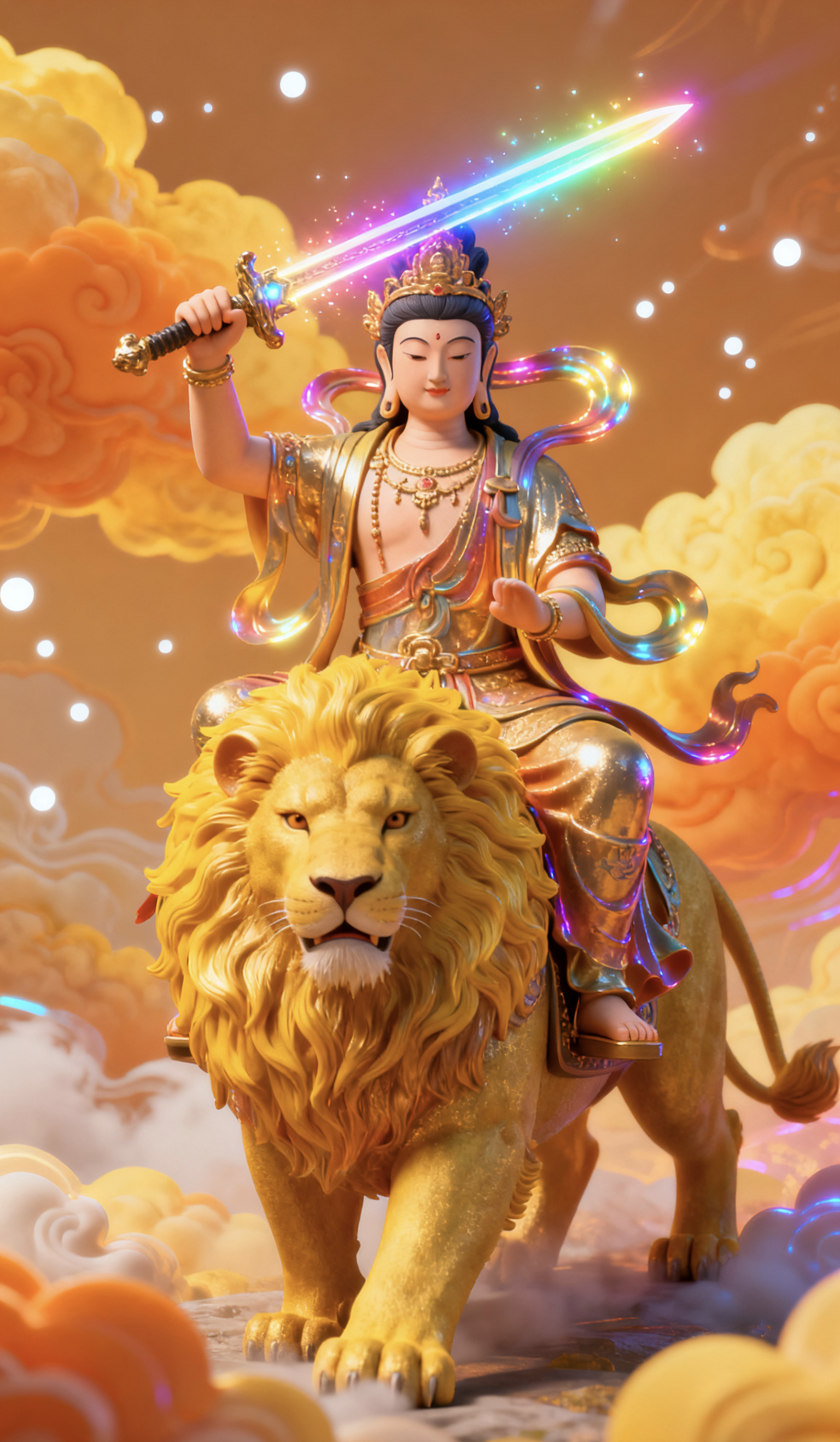 3d 质感佛教神祇壁纸,沉浸式感受神圣与炫酷交融