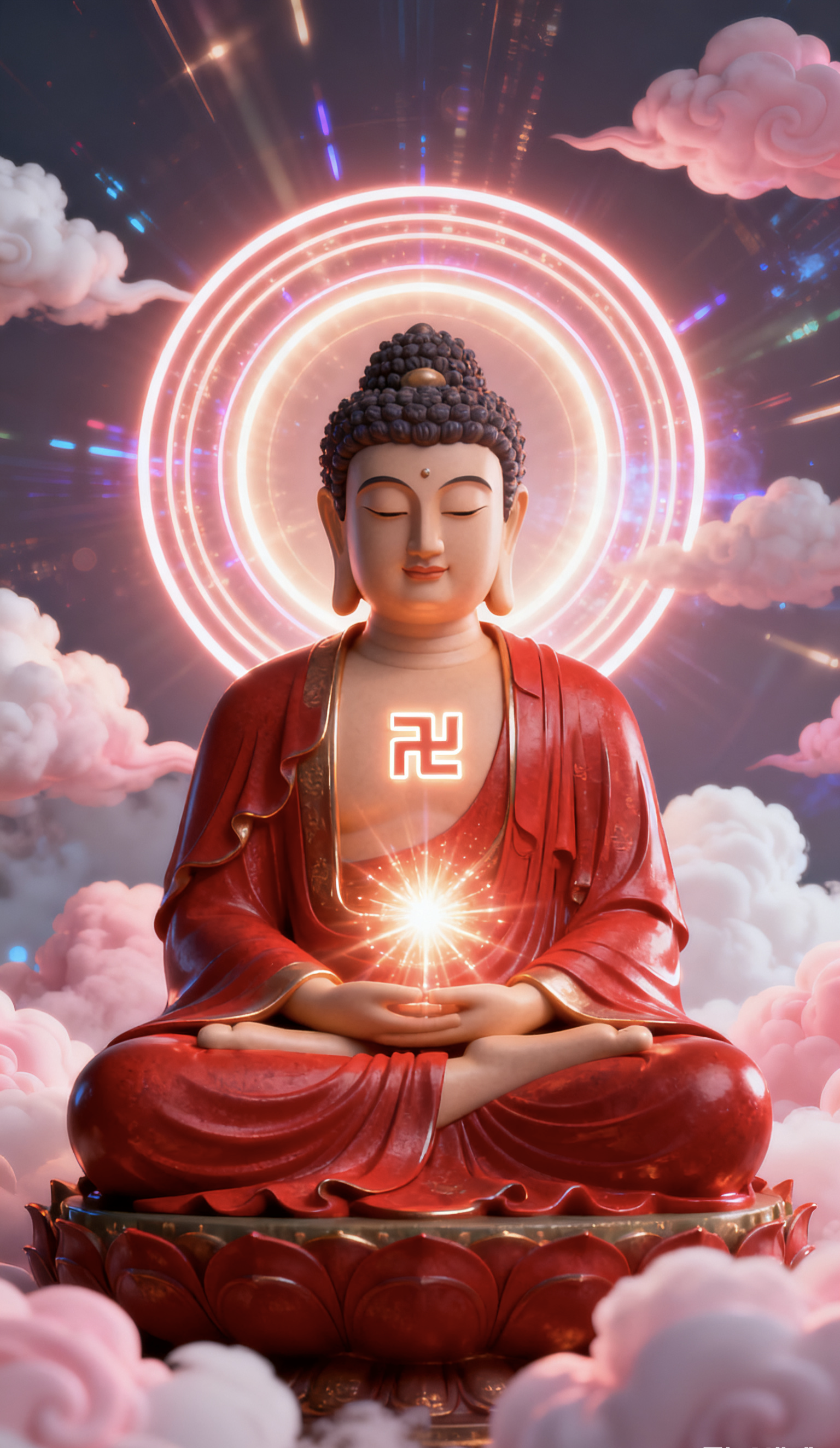 3d 质感佛教神祇壁纸,沉浸式感受神圣与炫酷交融