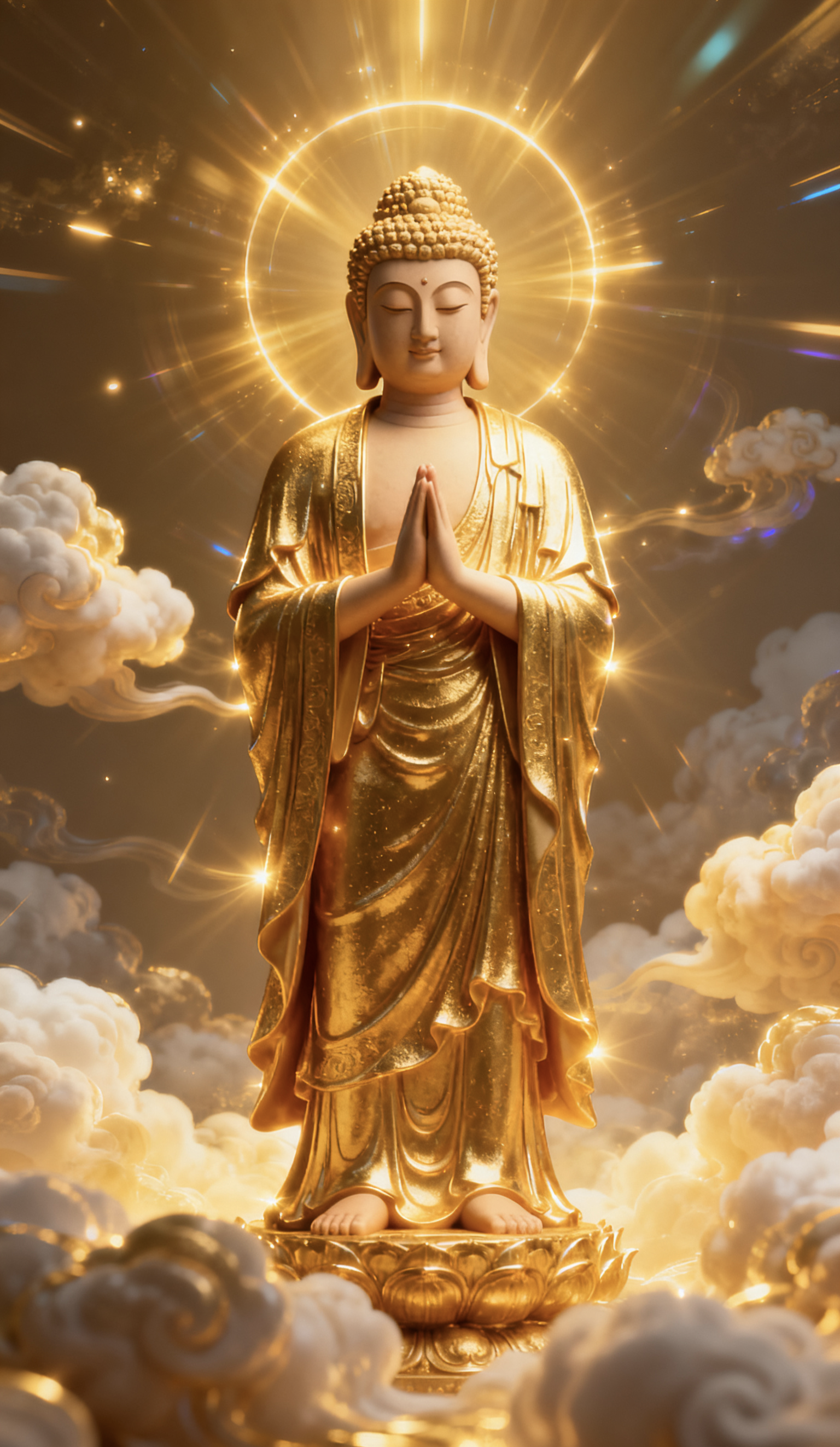炫酷发光佛神壁纸,9:16高清3d质感,把东方宗教意境装进口袋