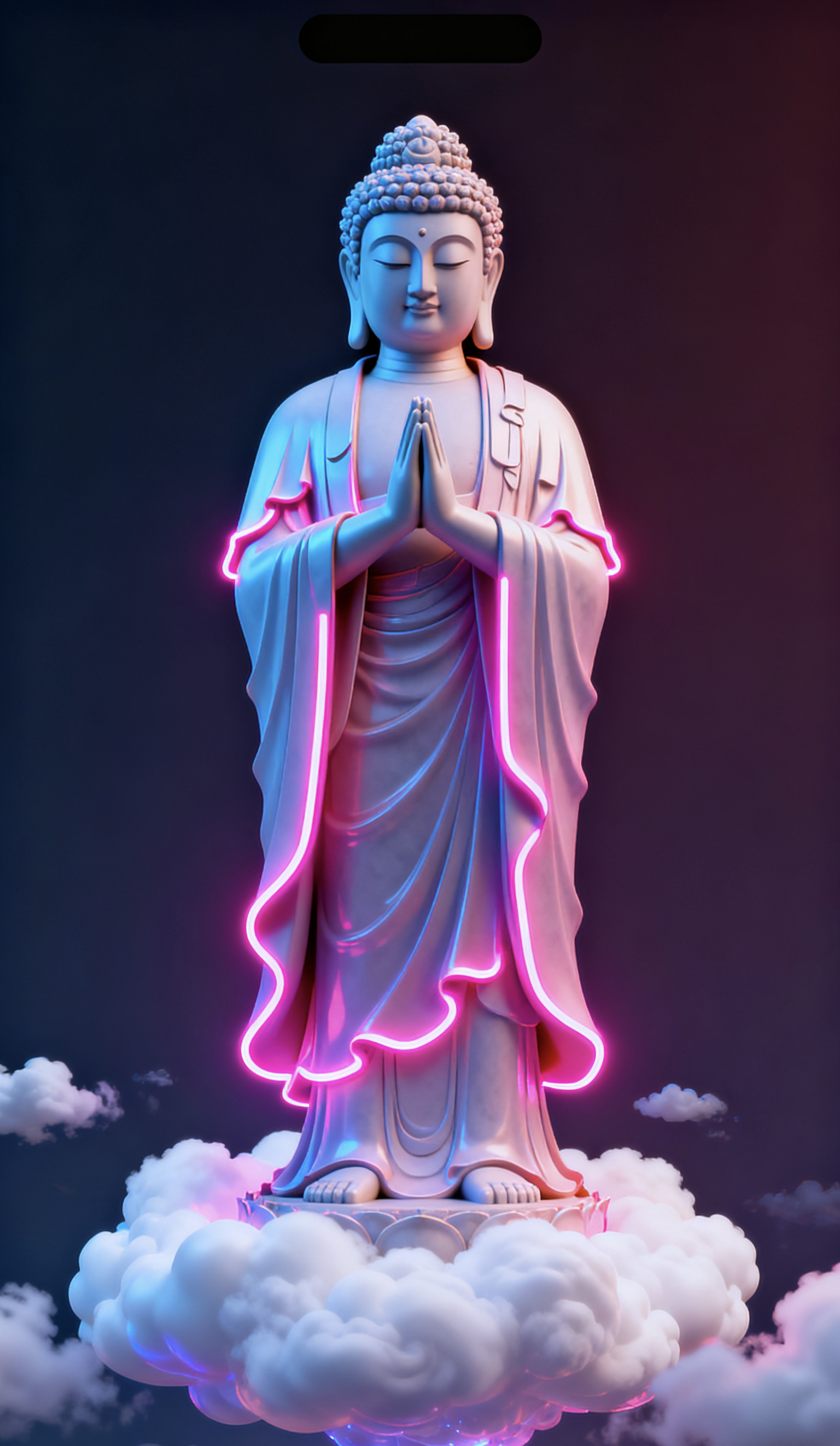 3d佛像壁纸,炫酷发光效果,视觉震撼拉满