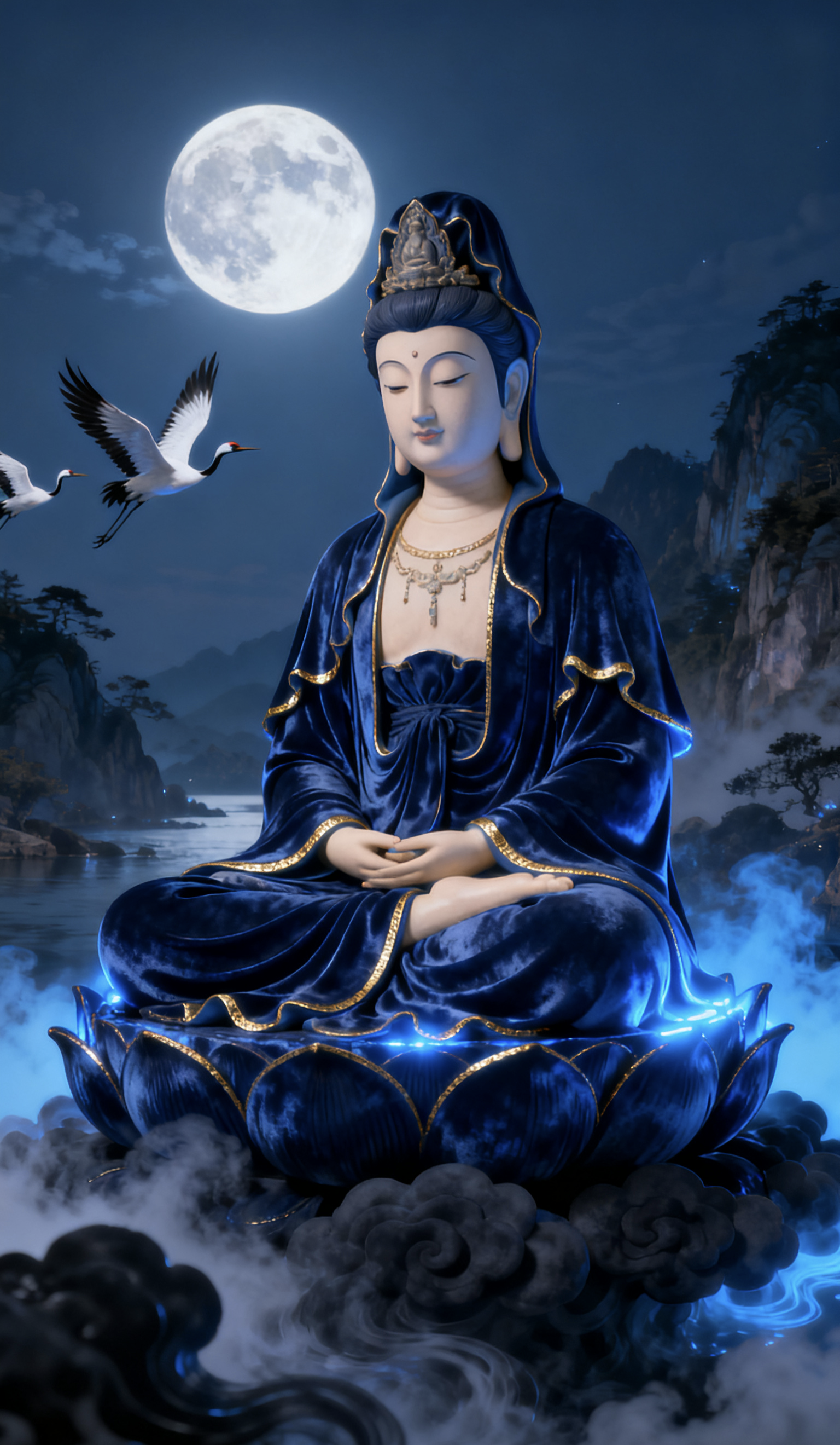爆款手机壁纸推荐,3d炫酷观音像,自带佛光特效,美到窒息