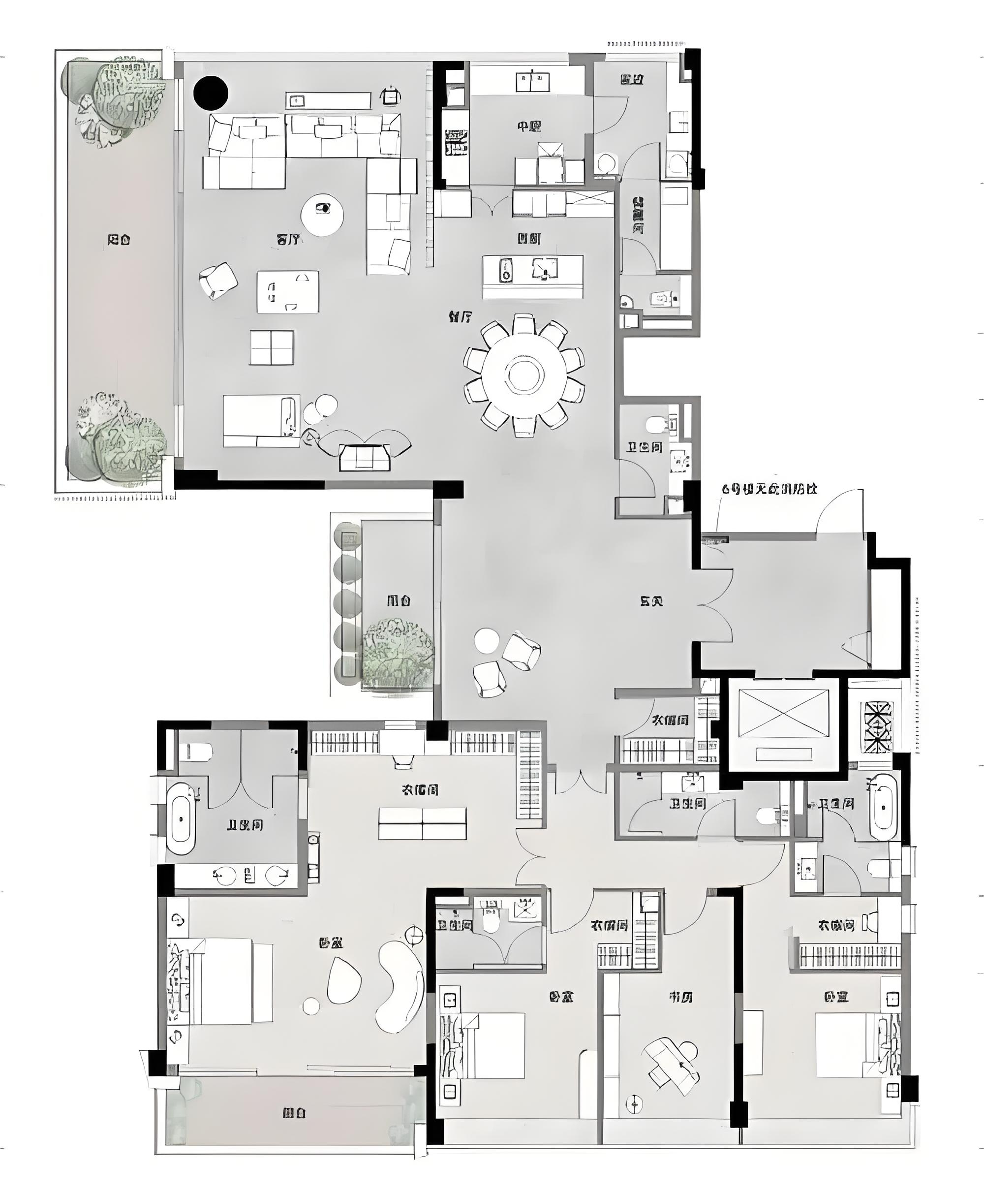 这款大平层确实不一般,客厅在北侧有了独立的氛围,不得不说南向的三个