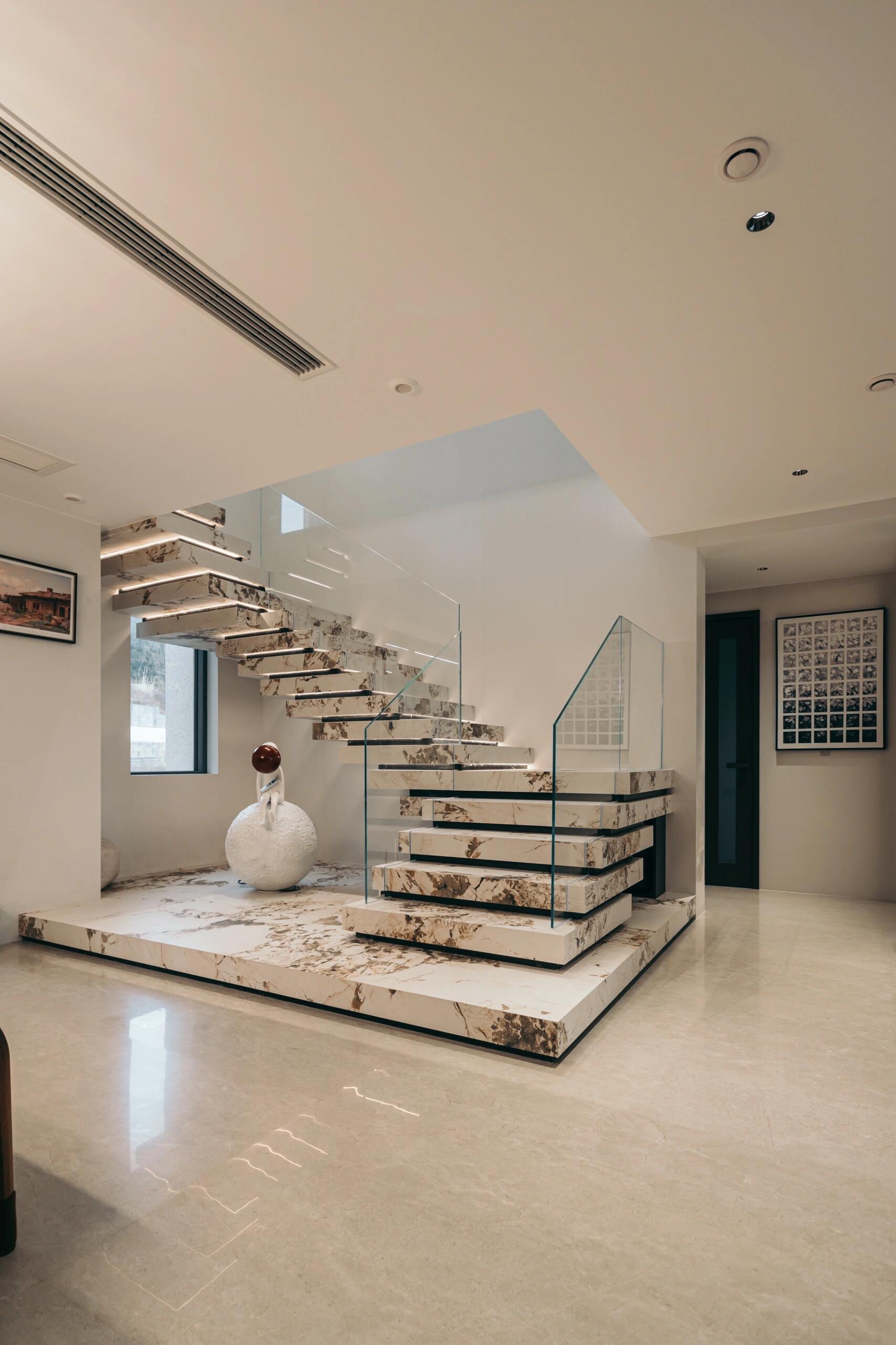 岩板堆叠楼梯,高颜值且时尚,成为家里一大亮点