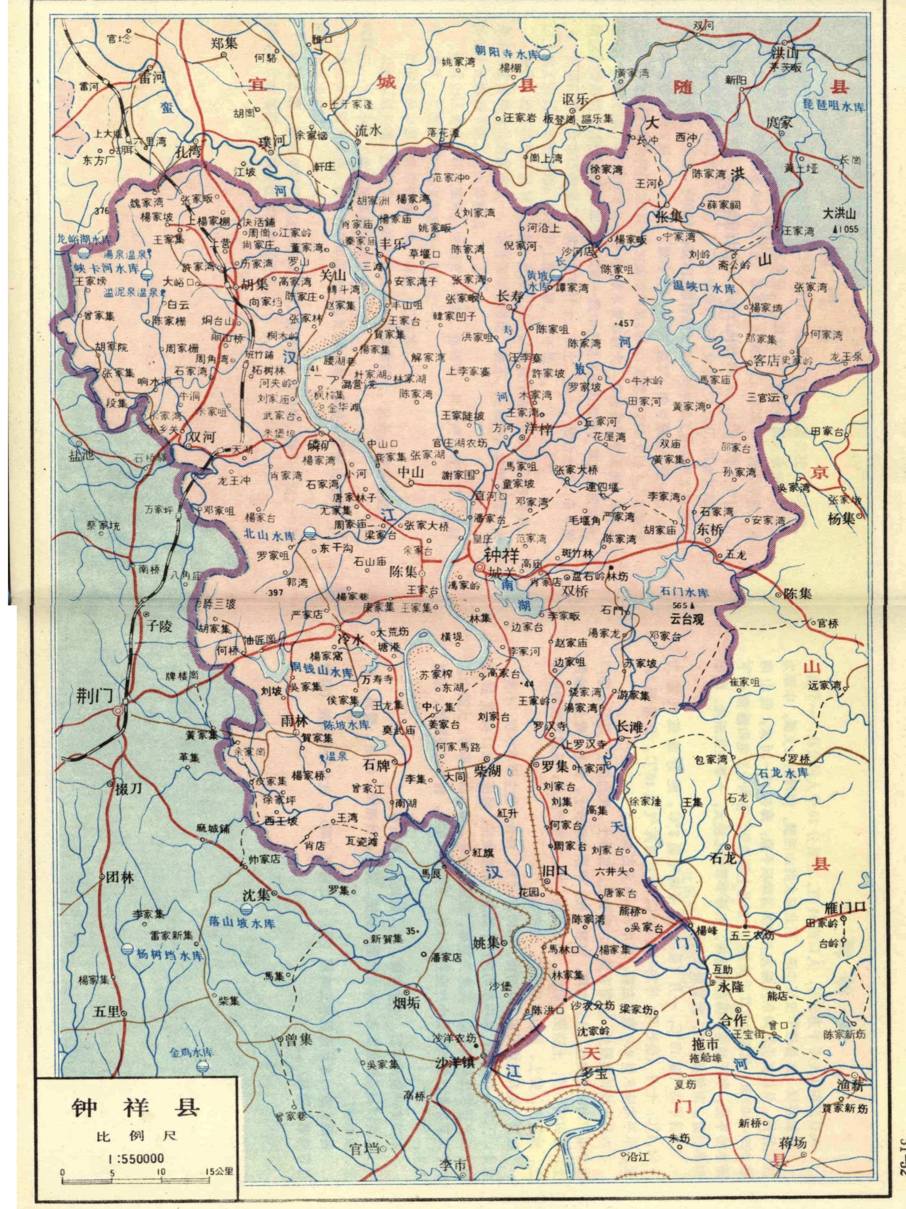 钟祥县面积4615平方公里,这面积可真大,比荆门县还大,放在其他省都