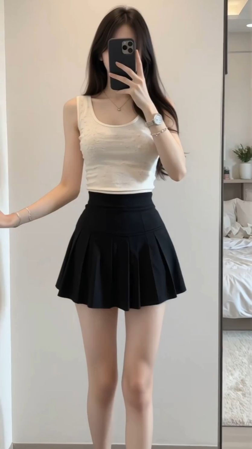 超短裙美女,蕾丝吊带穿搭,这身材太真好看!