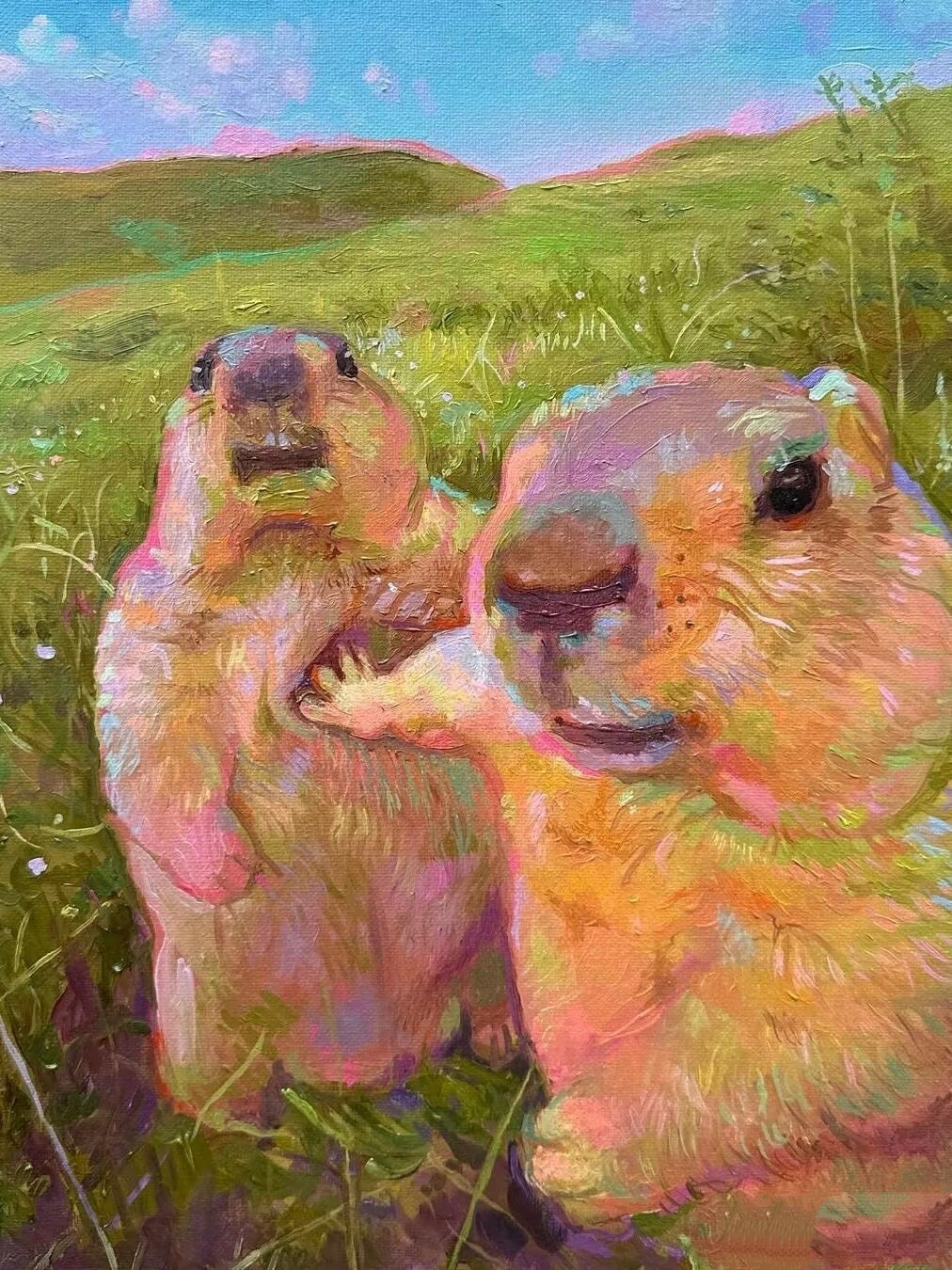 分享一组非常有趣的油画作品,内容是各种可爱的小动物,通过多巴胺形式