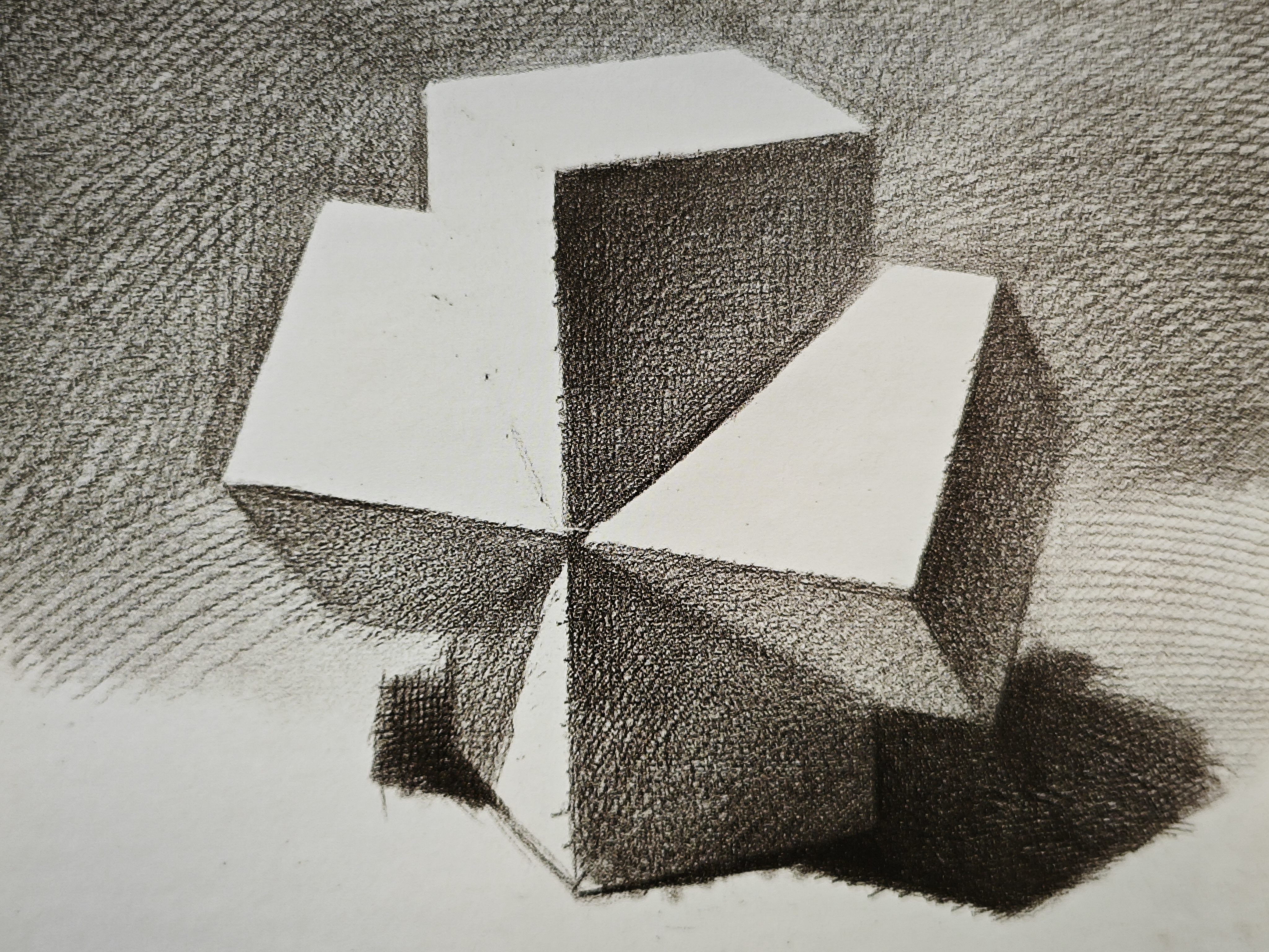 素描石膏十字穿插体画法讲解,石膏里面最难画的一个