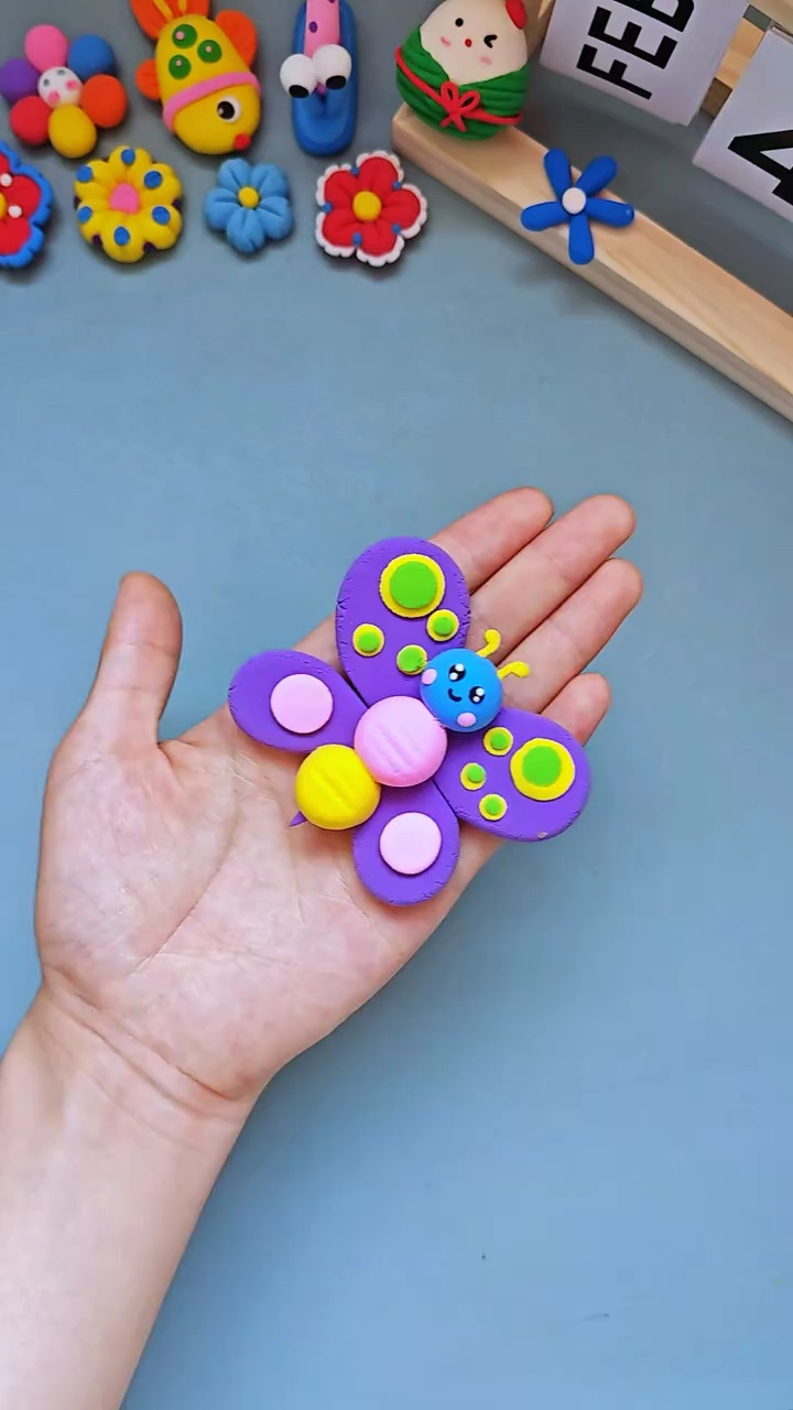 用粘土做一只可爱的小蝴蝶,简单易学,赶紧去试试吧#粘土手工