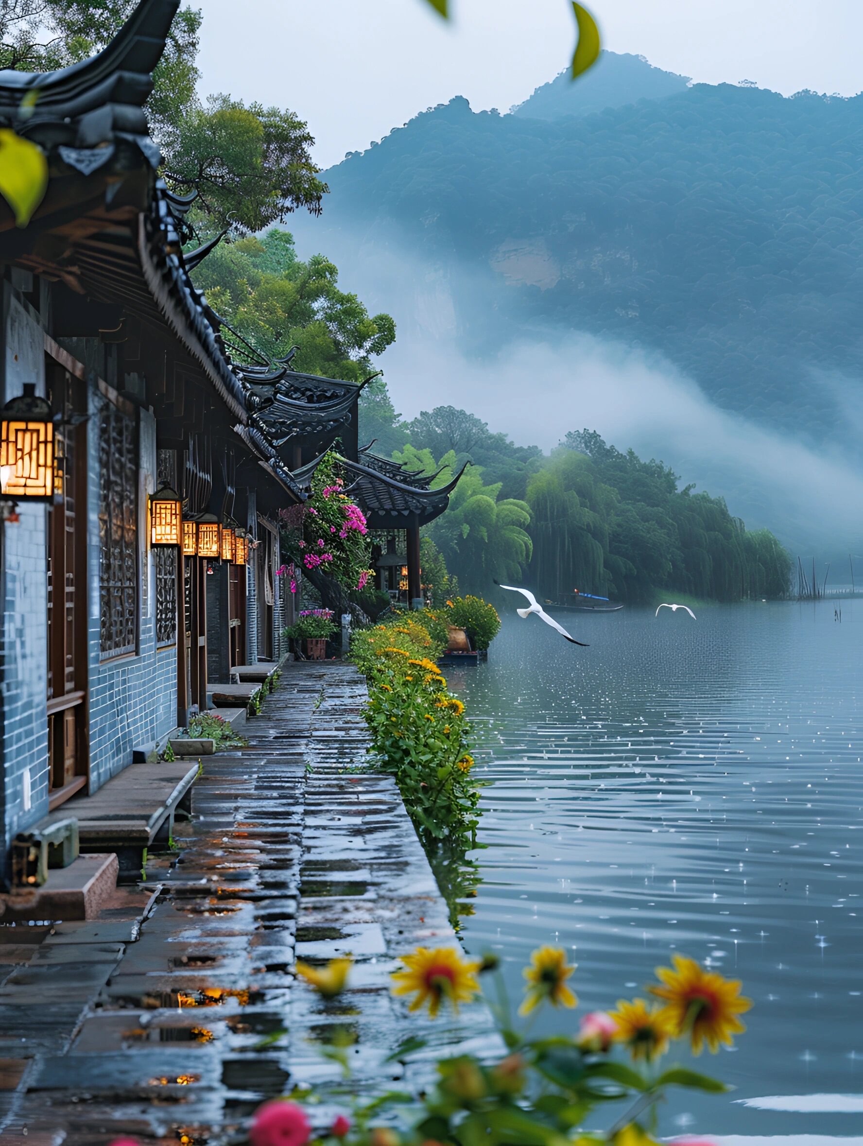 烟雨江南,南方小镇. 在一蓑烟雨里等你,在阳光明媚处想你