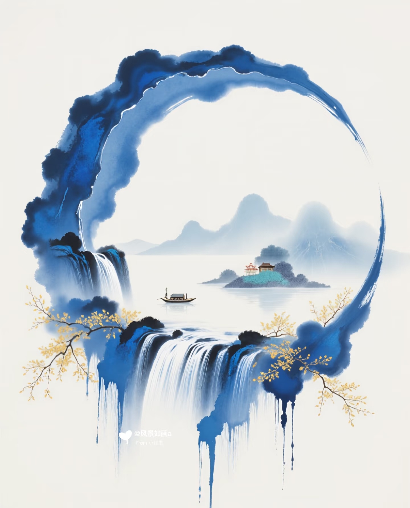 这一幅幅中式水墨山水图,宛如时光深处的诗笺