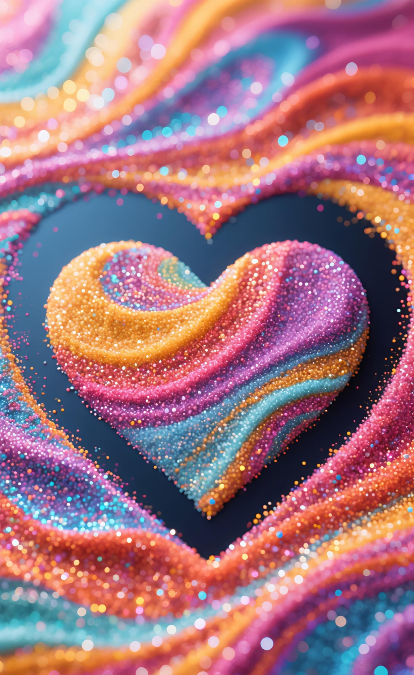 在这组图片里,多彩的沙粒勾勒出颗颗闪耀的心形图案,每一种色彩都