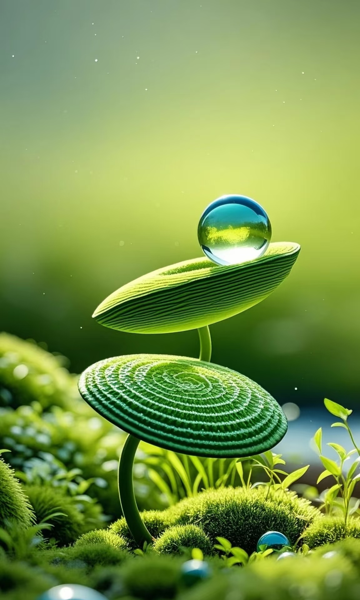 小嫩芽使劲儿草地蓝色天空草地花水珠图片绿色草地向日葵发芽有水滴的