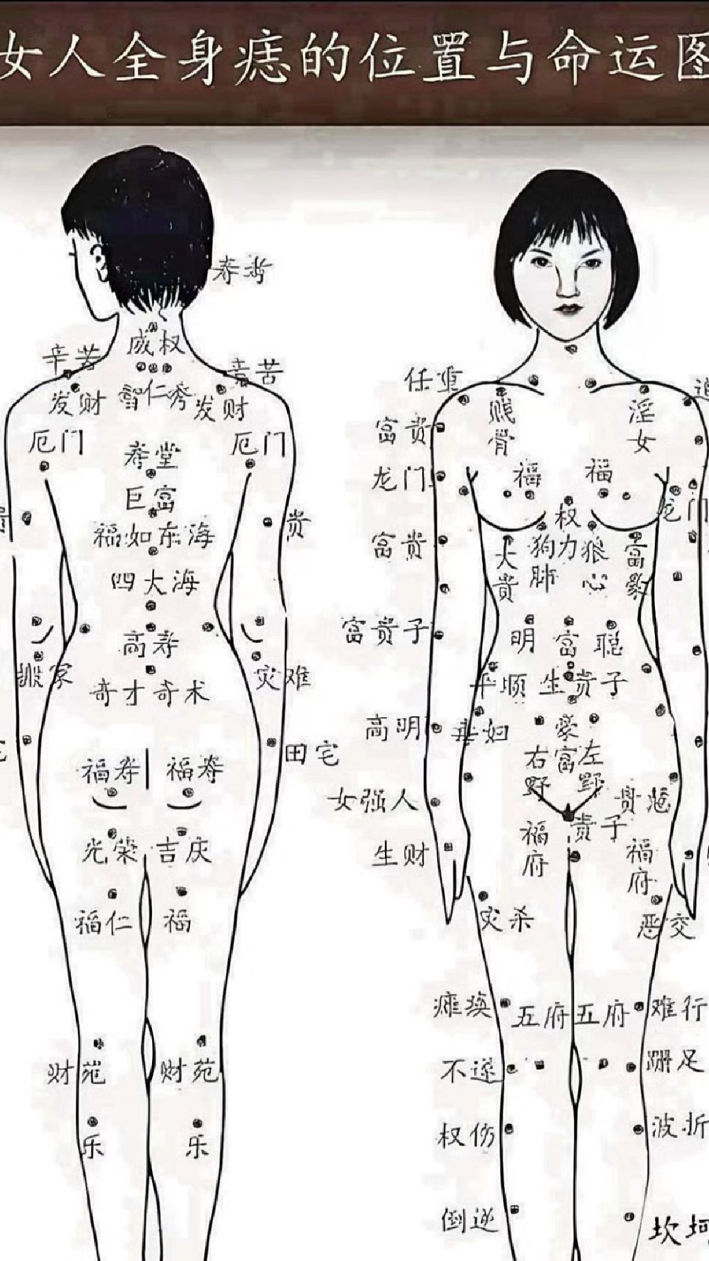 女人全身痣的位置与命运