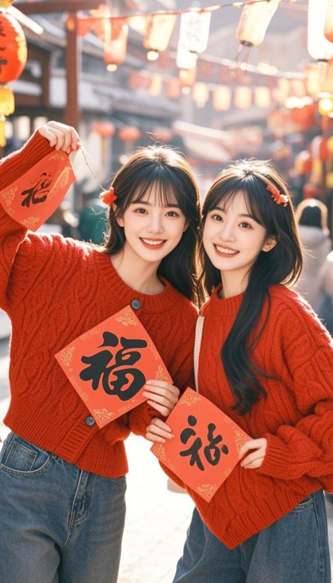 正月初四双胞胎姐妹迎财神接财神咯