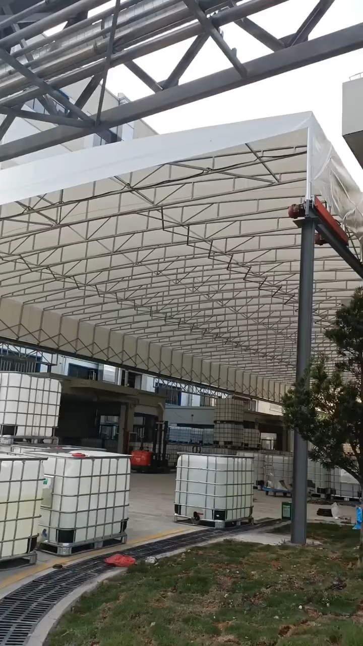 常州推拉棚厂家厂房轨道式电动伸缩雨蓬