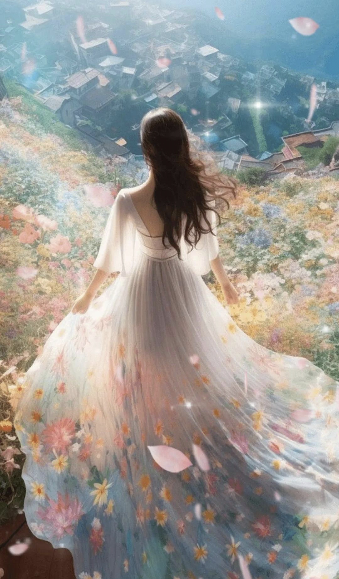 公主背影人物剪影 高清 有背景 穿着仙气一个女孩许愿背影图片凤凰