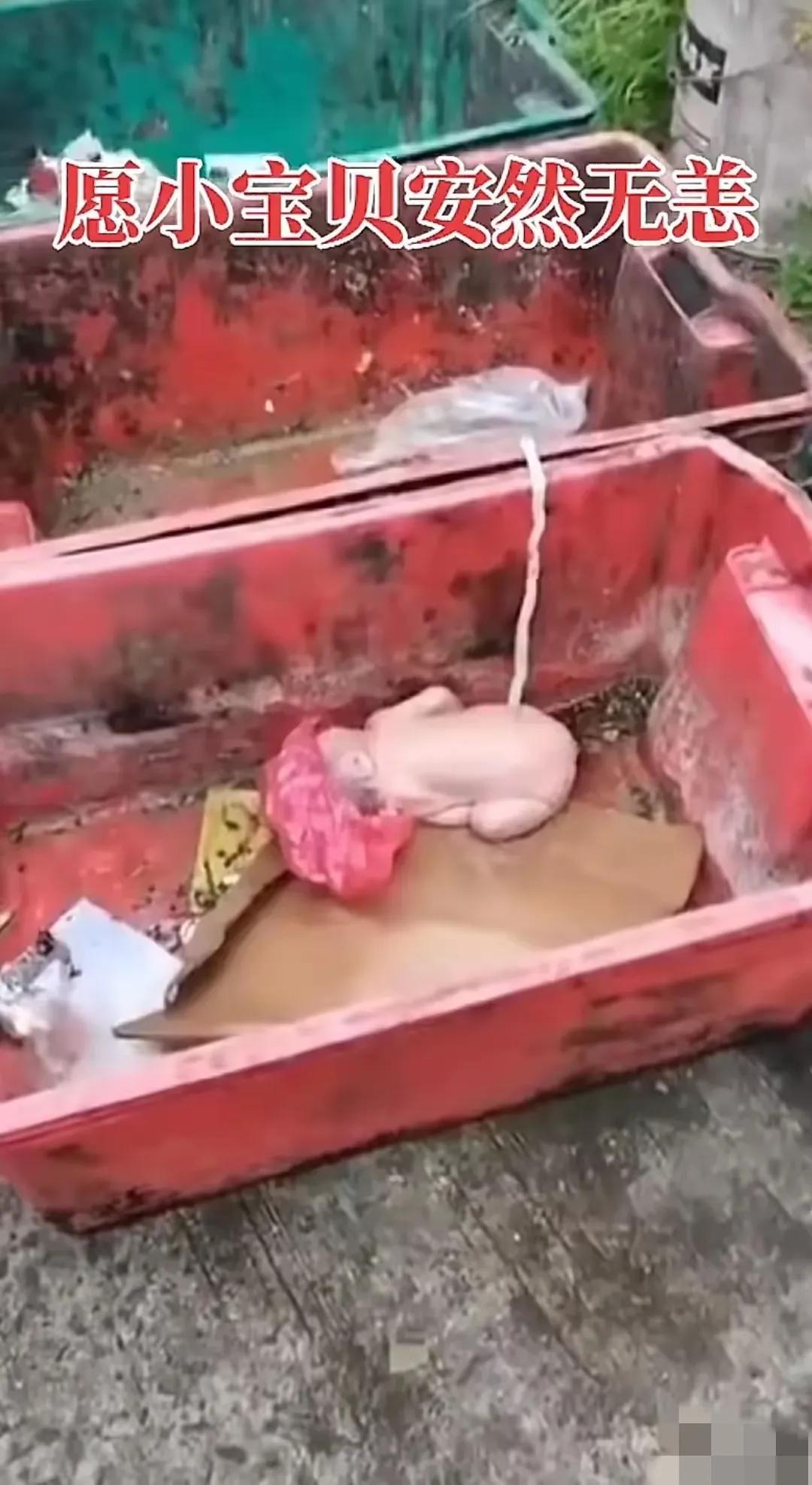 就这样趴在垃圾桶里睡着了,被来捡纸皮的人发现了,赶紧叫来了死婴儿