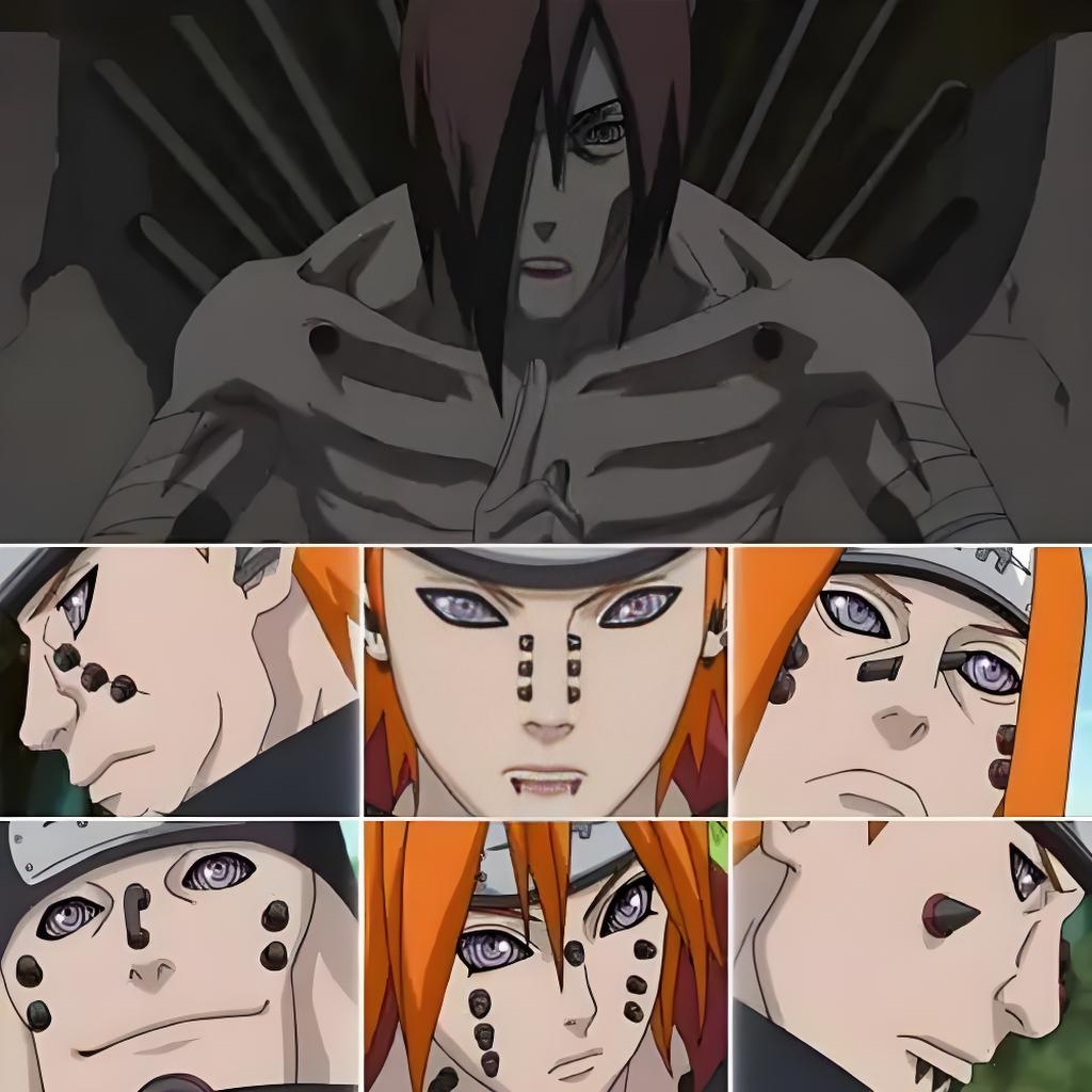 佩恩六道:天道,人间道,修罗道,地狱道,饿鬼道,畜生道,每个尸体之前都