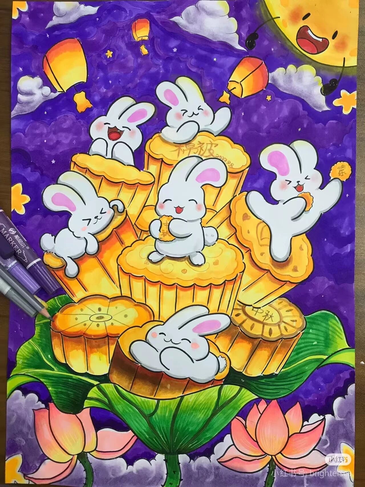 112张中秋节主题绘画素材,每幅都精美绝伦,创意满满!