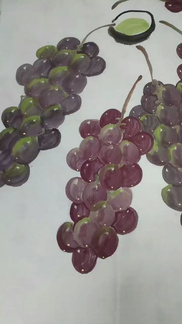 清修禅意葡萄画《心有菩提果自甜,茶为禅意无花香》,祝福大家!