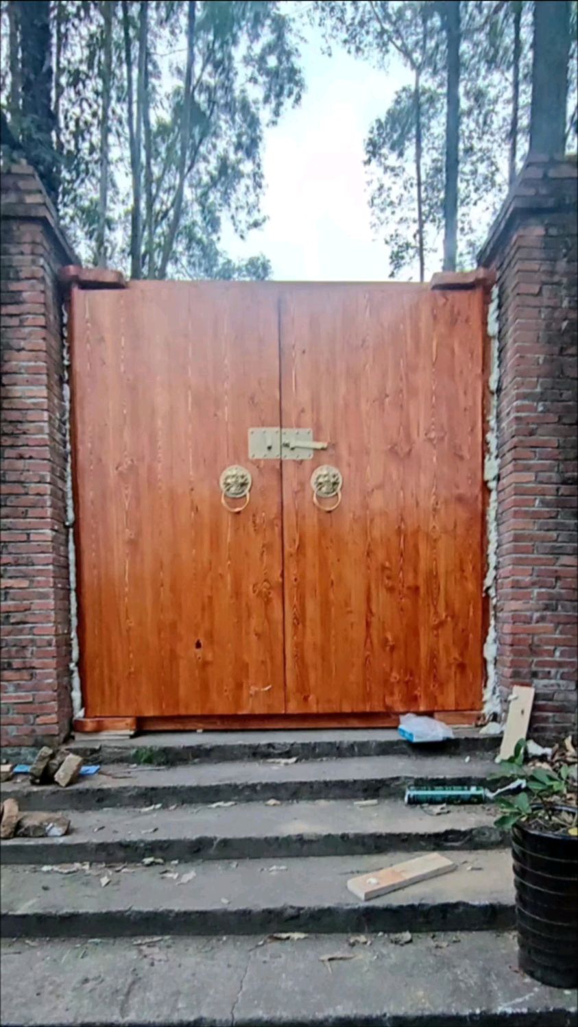 乡村民宿小院实木大门农村自建房别墅庭院围墙门