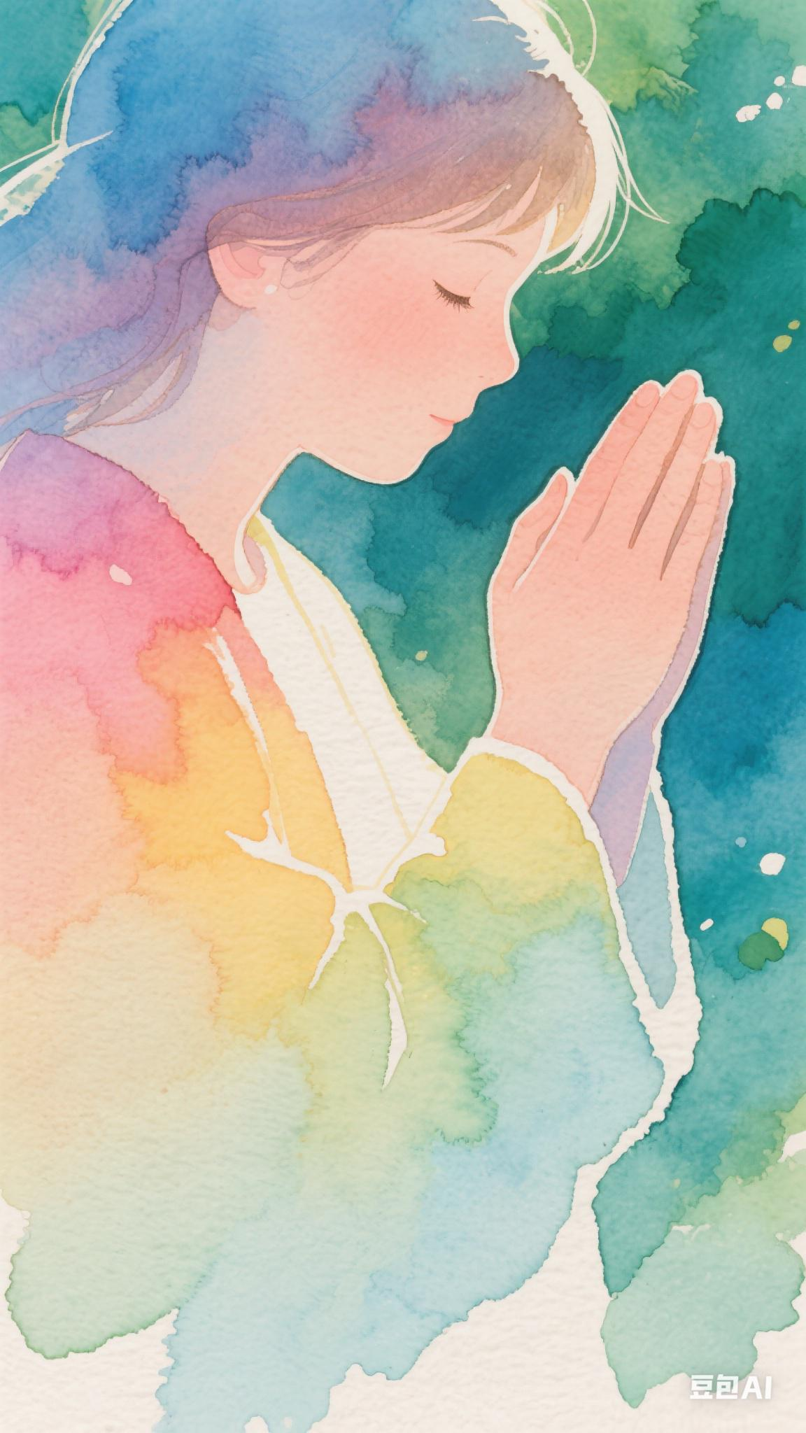 祈求图片耶稣拉着我的手合手图片大全祈祷主题水彩画愿主赐福与你图片