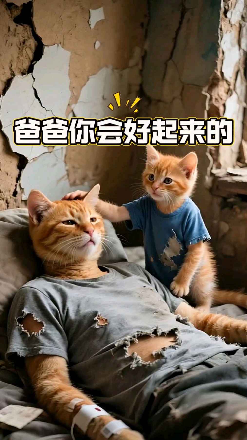 猫爸爸生病了,小猫外出给爸爸找药