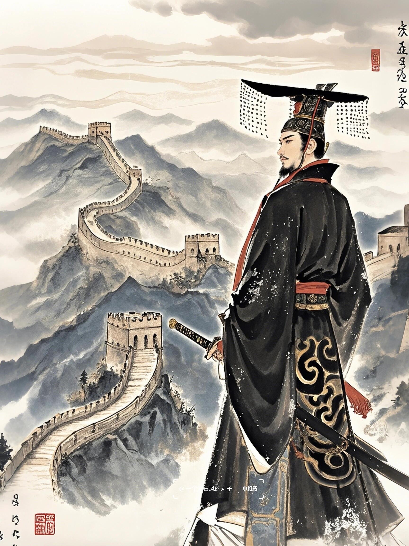 大图秦始皇水彩画秦始皇霸气嬴政画像秦始皇长城秦王嬴政秦始皇图片