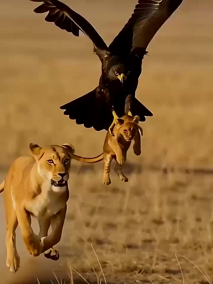 老鹰攻击小狮子的后果