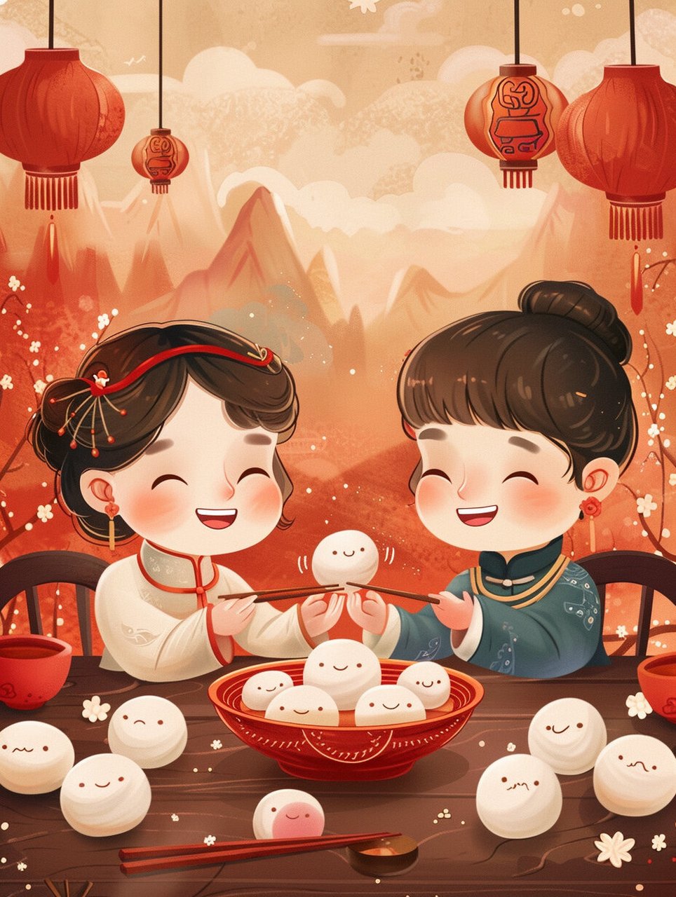 元宵佳节,锅里白白胖胖的汤圆咕噜咕噜翻滚着