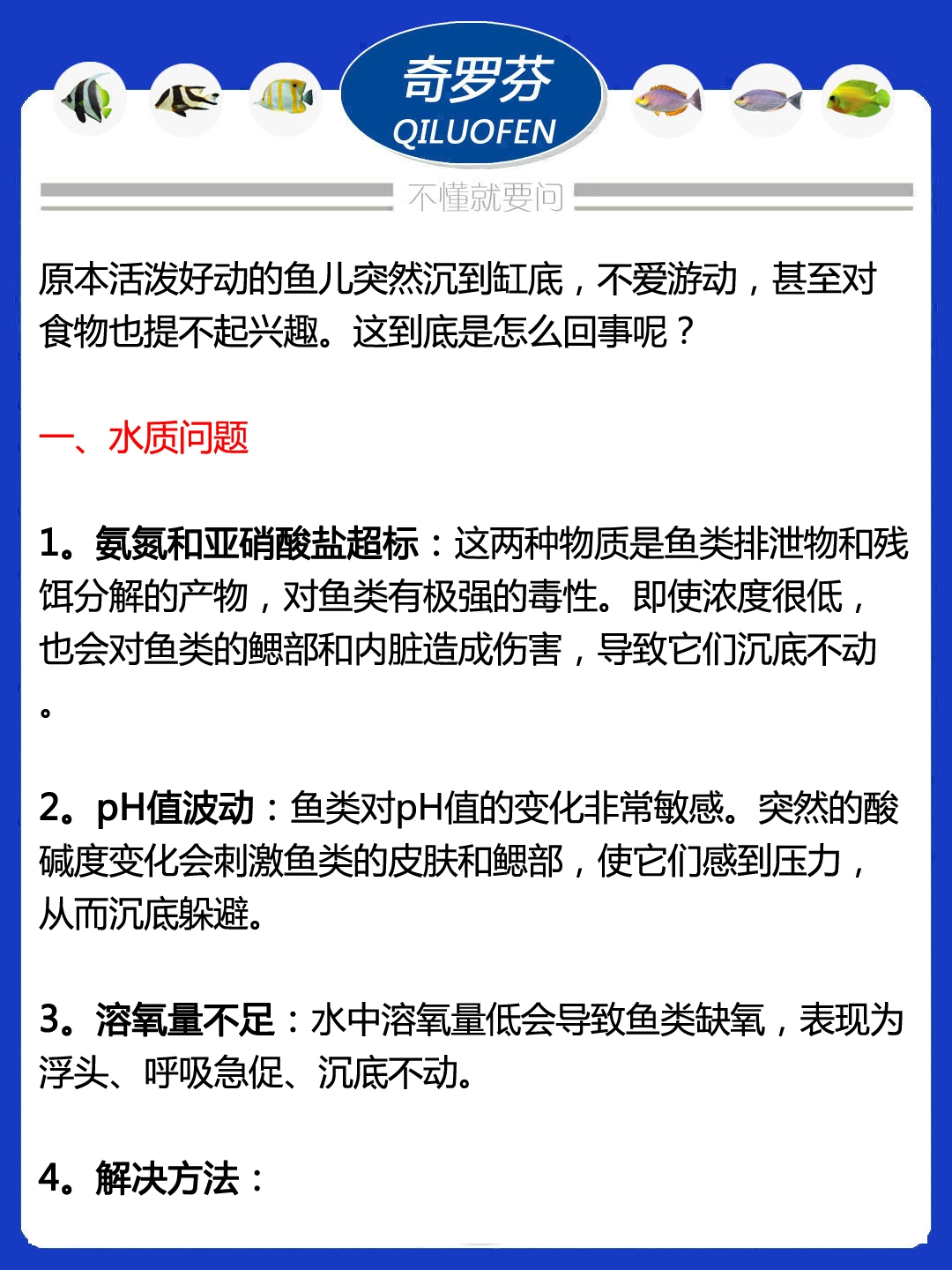 鱼为什么沉底不动百科在线