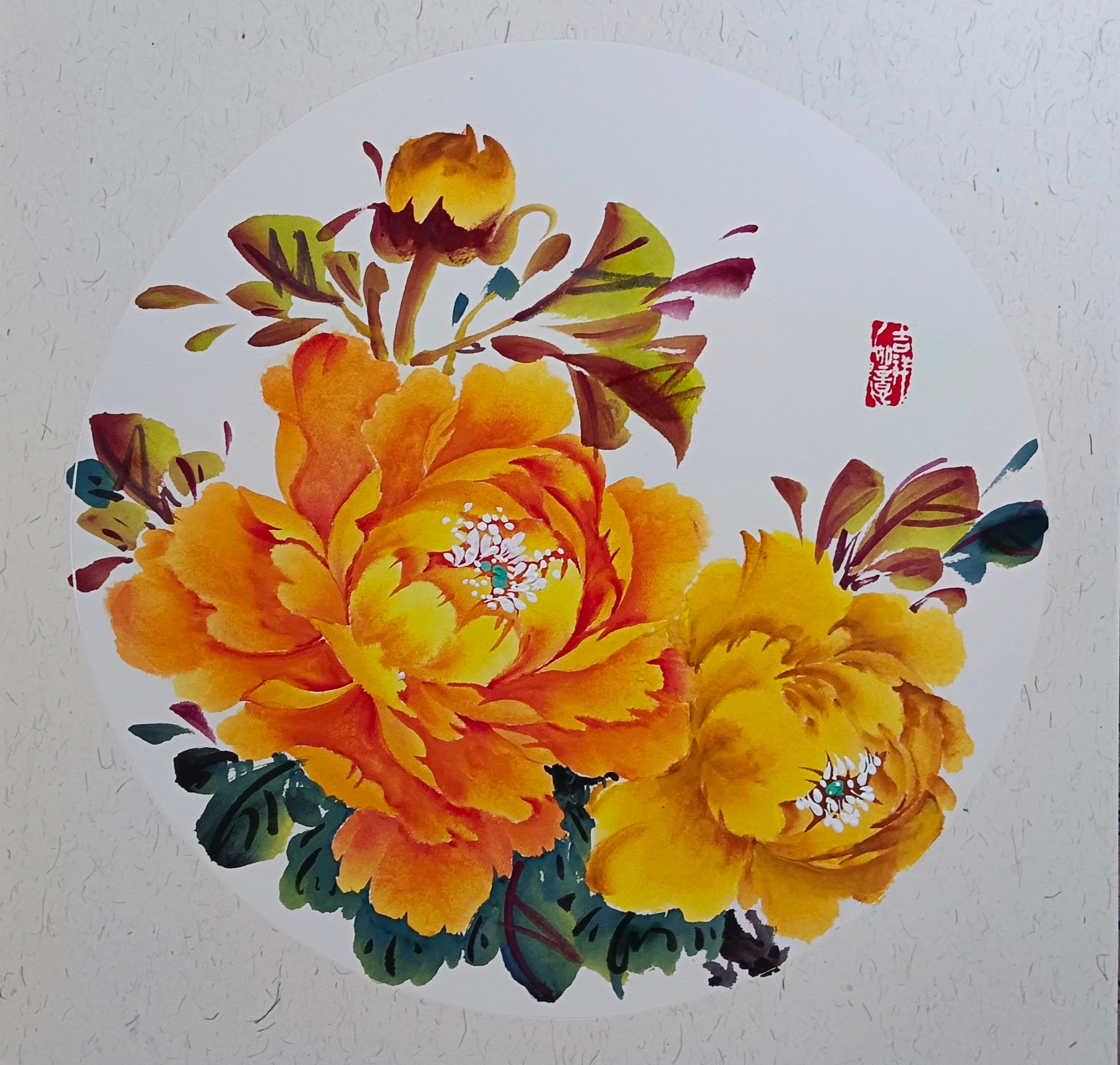 金色牡丹《花开富贵》配色: