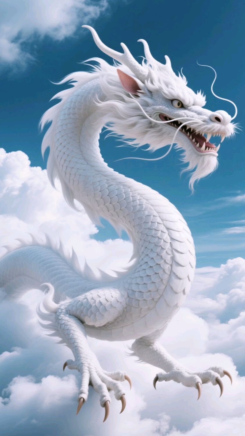 出淤泥而不染,濯清涟而不妖,云端白龙,大吉大利,神龙图鉴032