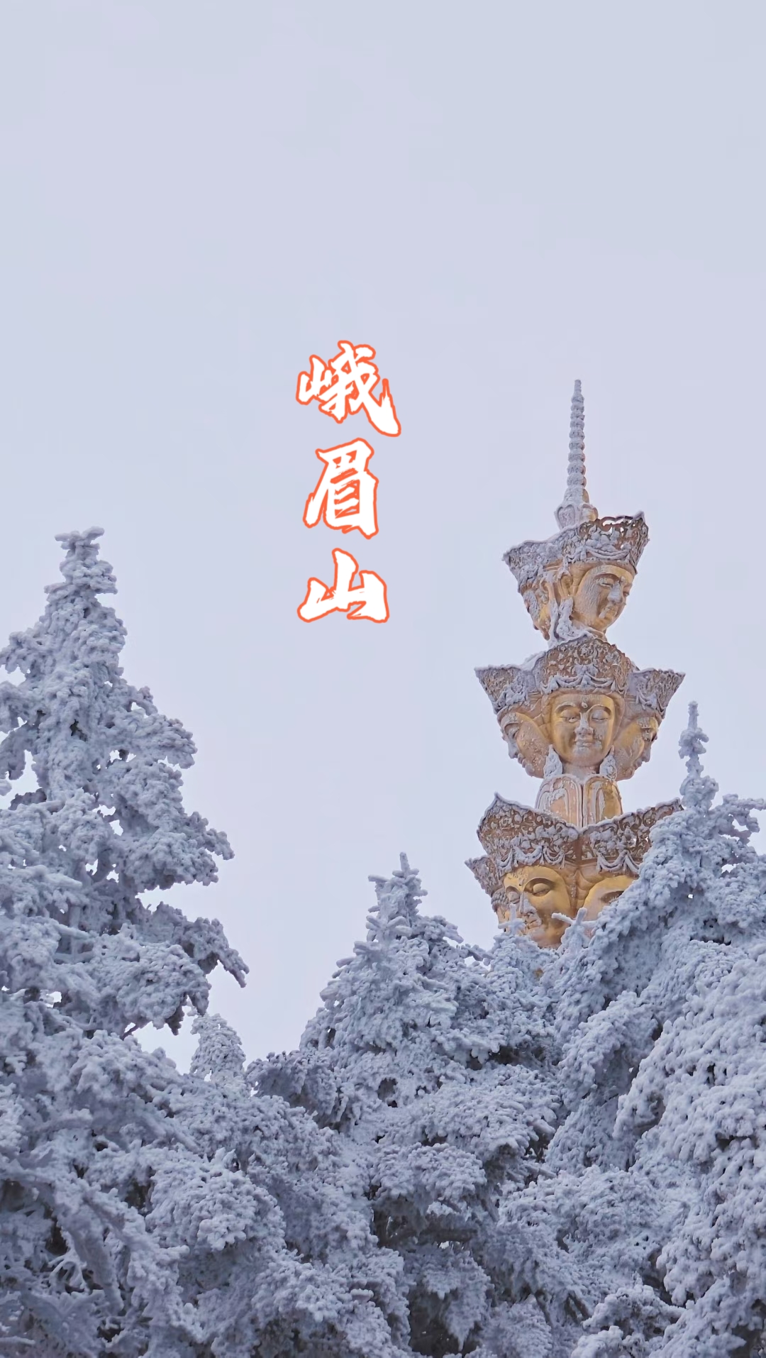 峨眉山金顶的十方普贤像在大雪覆盖下太壮观了!