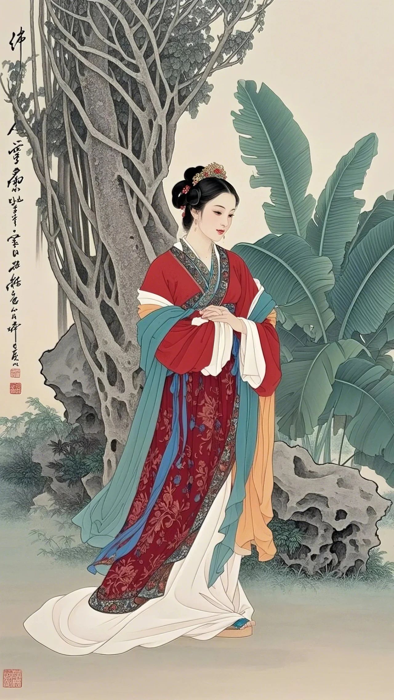工笔仕女图,蜀中四大才女之《卓文君》