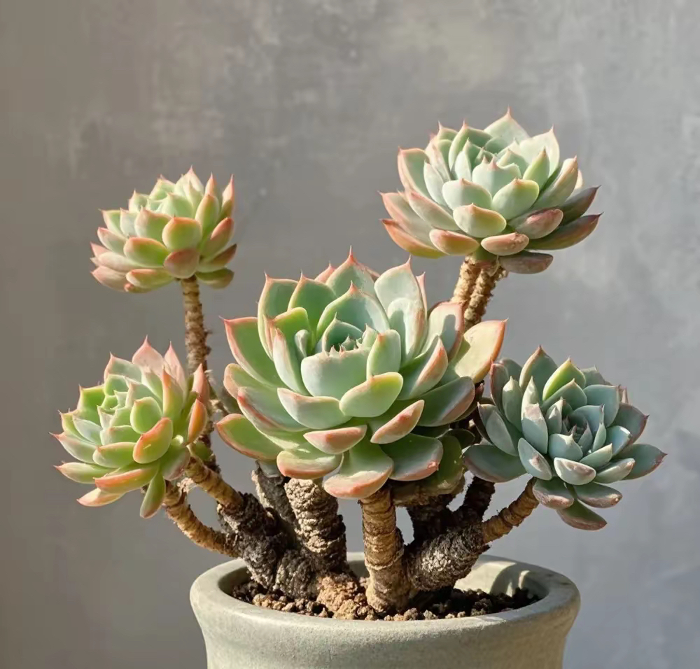 岁月沉淀,老桩多肉枝干粗壮如老树盘根,苍劲古朴