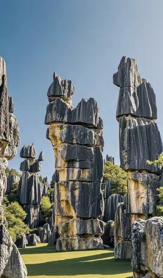 石峰如剑,直插云霄,又似群兽静伏,形态各异,在岁月的摩挲下,演绎着大