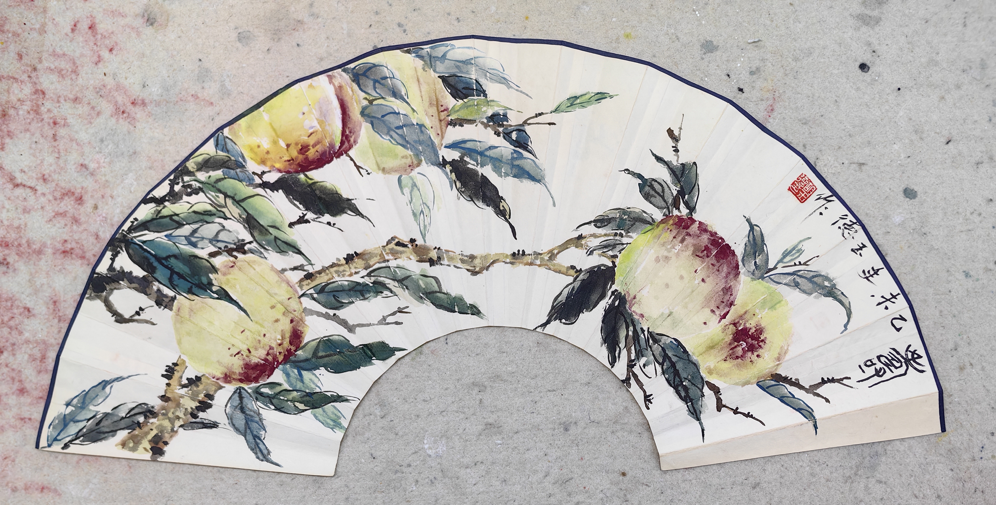 《大寿》寿桃国画扇面小写意