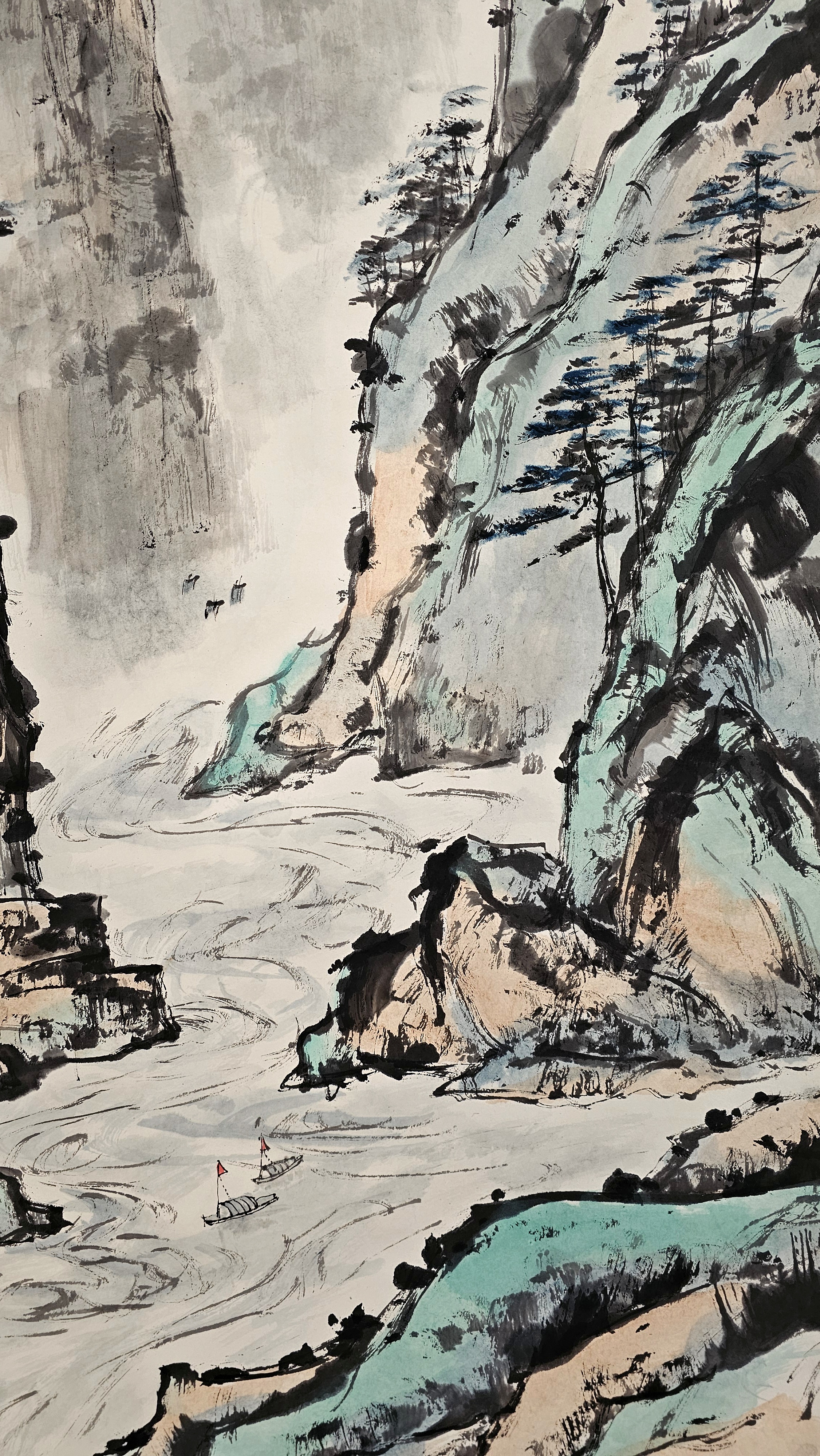 《江分三峡响,山并九华齐》三峡国画小青绿作品