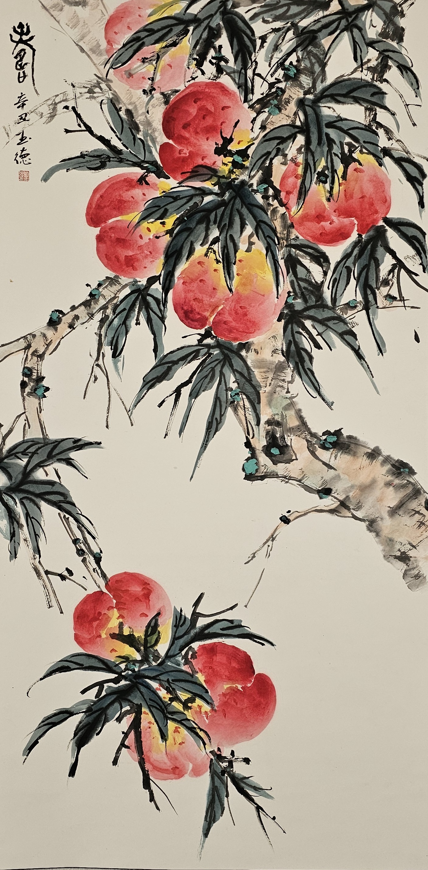 《蟠桃花发一千年,祝长寿,比神仙》寿桃国画小写意作品