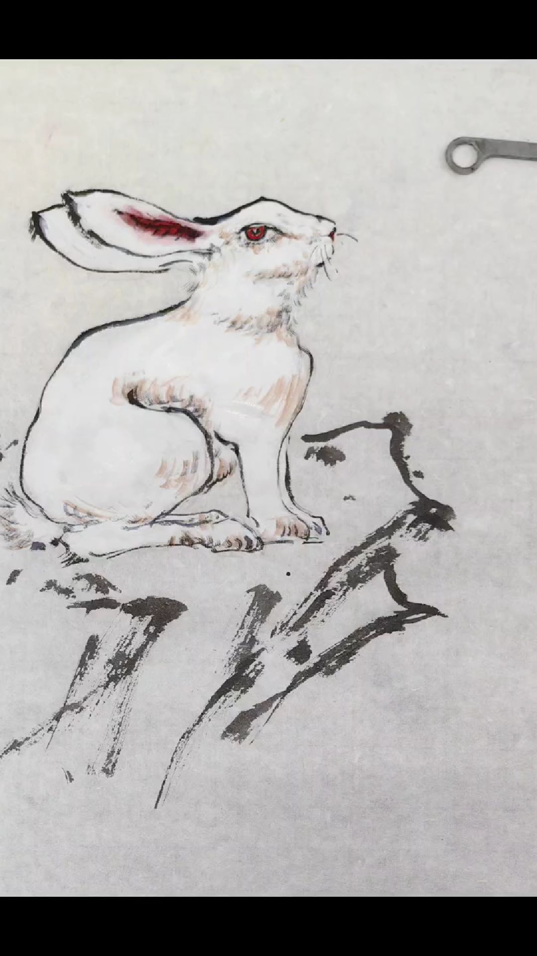 《茕茕白兔,东走西顾》白兔与桂花组合国画小写意作品