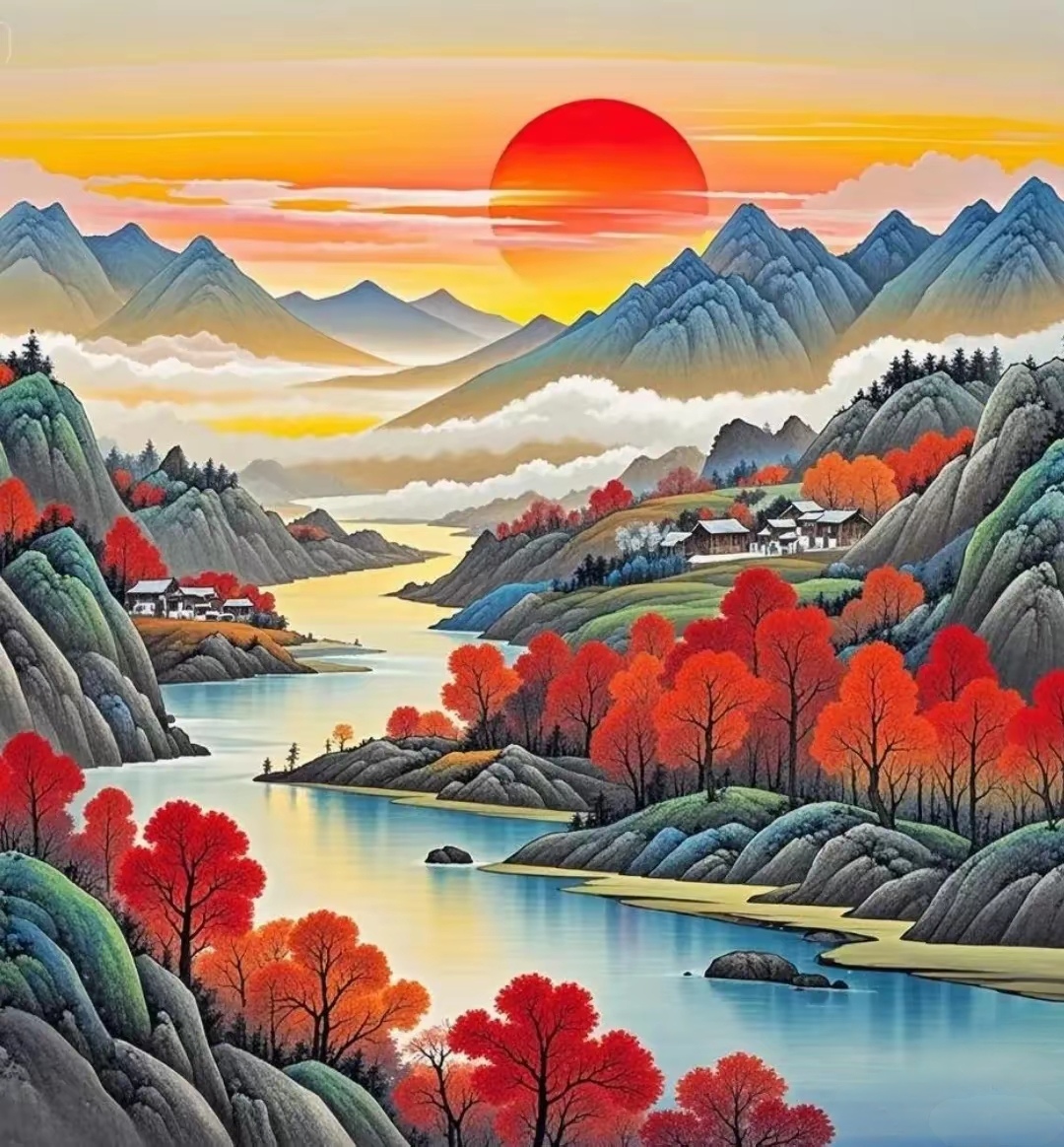 红日耀山河,祥瑞满人间
