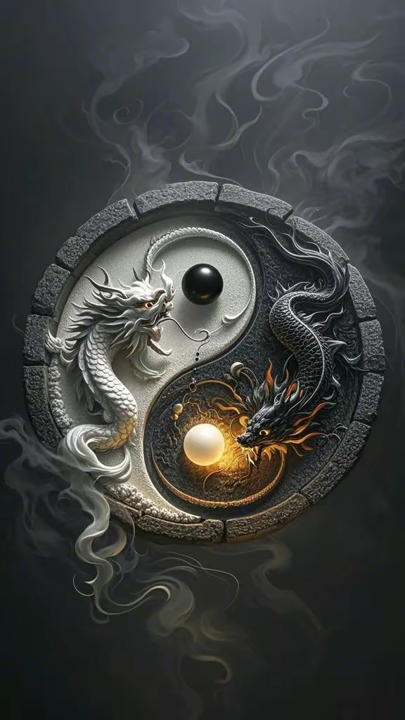 壁纸分享 i流动烟云构成的阴阳图