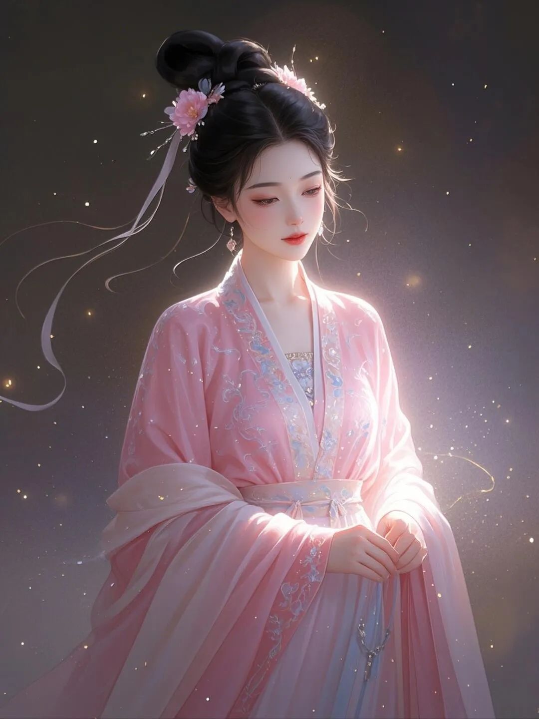古风粉衣少女头像壁纸