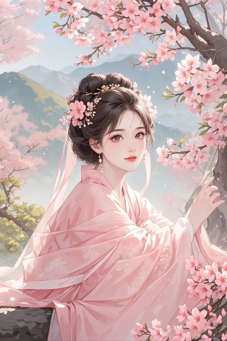 古风粉衣少女头像壁纸