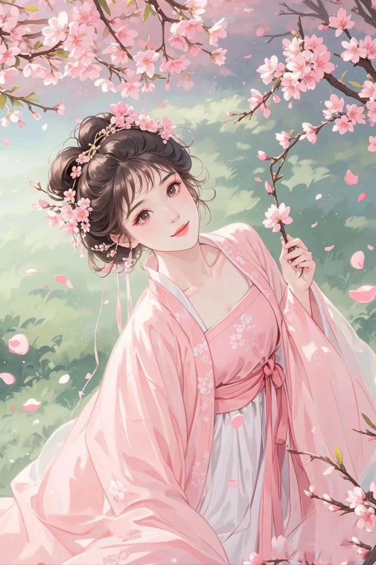 古风粉衣少女头像壁纸