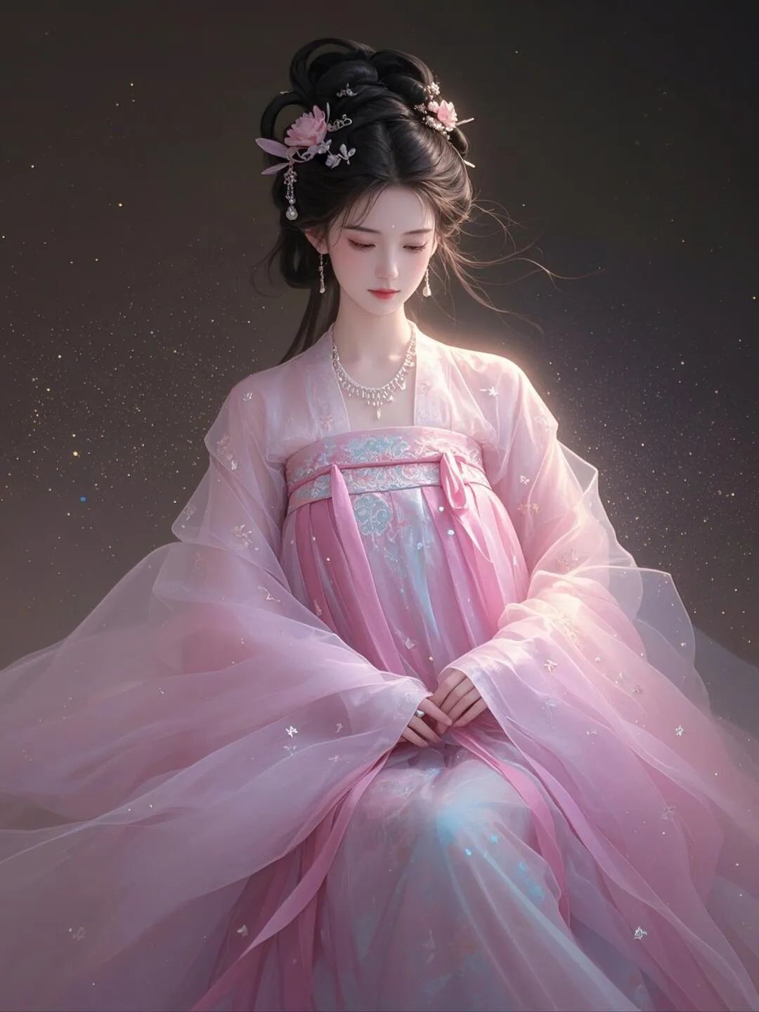 古风粉衣少女头像壁纸