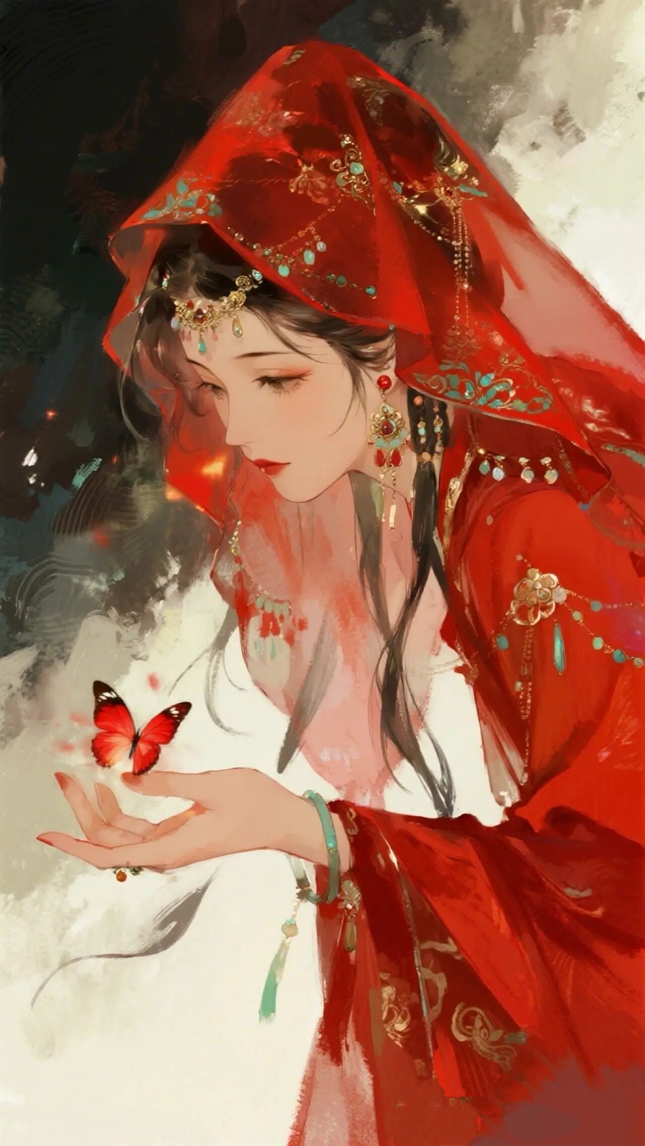 古风系红衣美人头像壁纸