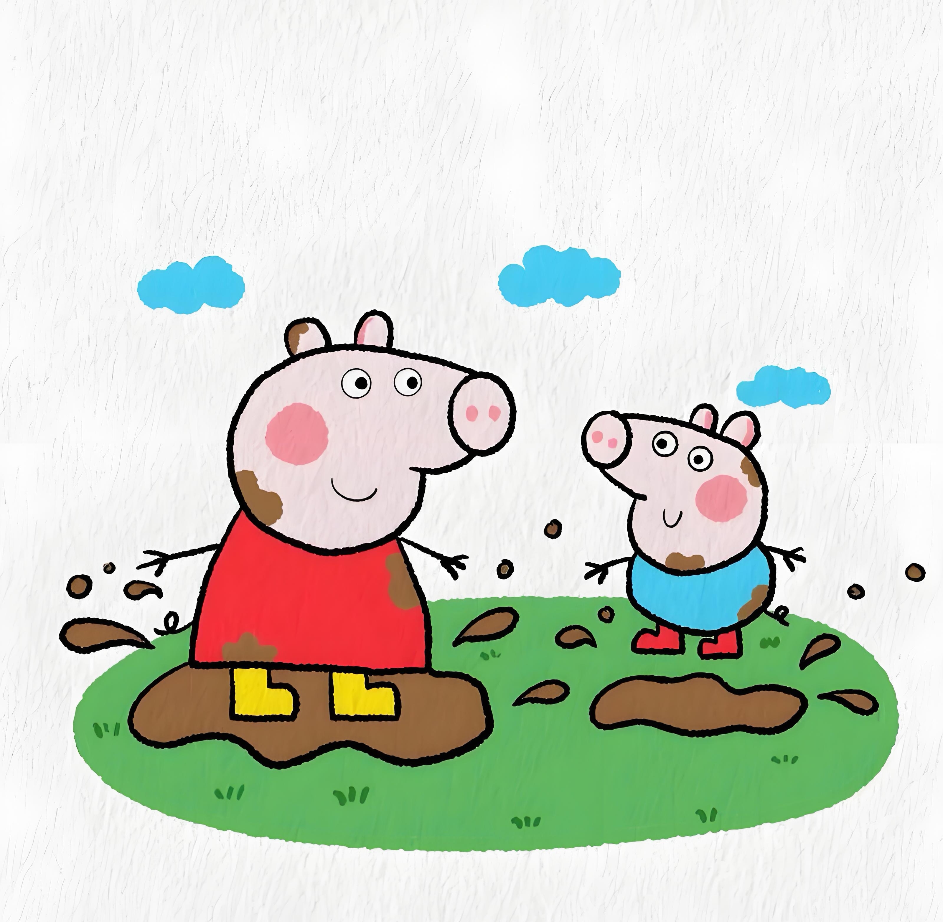 这雨下的,不出去跳个泥坑,好像都对不起看过的小猪佩奇!