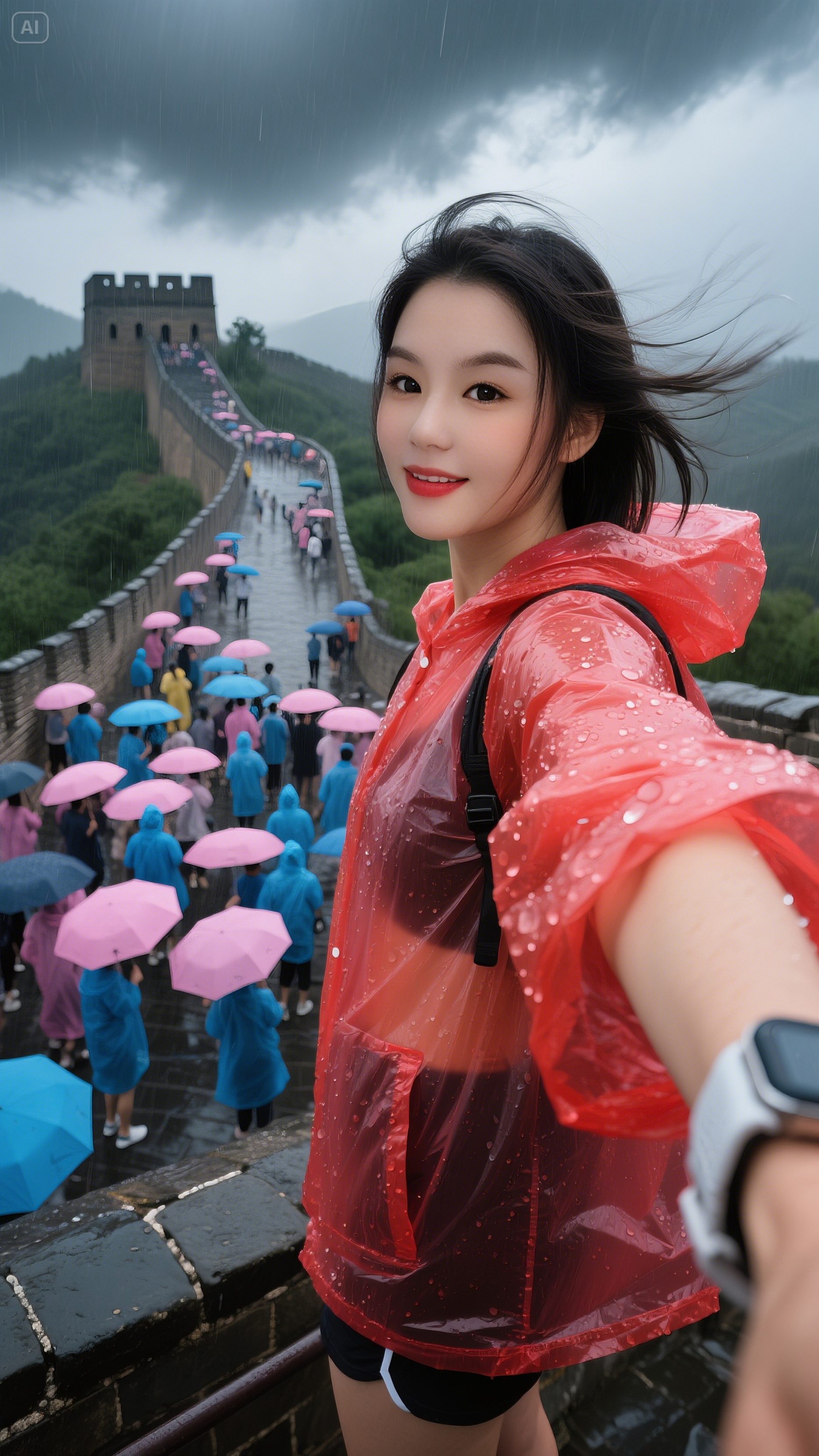 雨滴打在身上,心却滚烫.望着蜿蜒的巨龙盘踞山峦,满心震撼